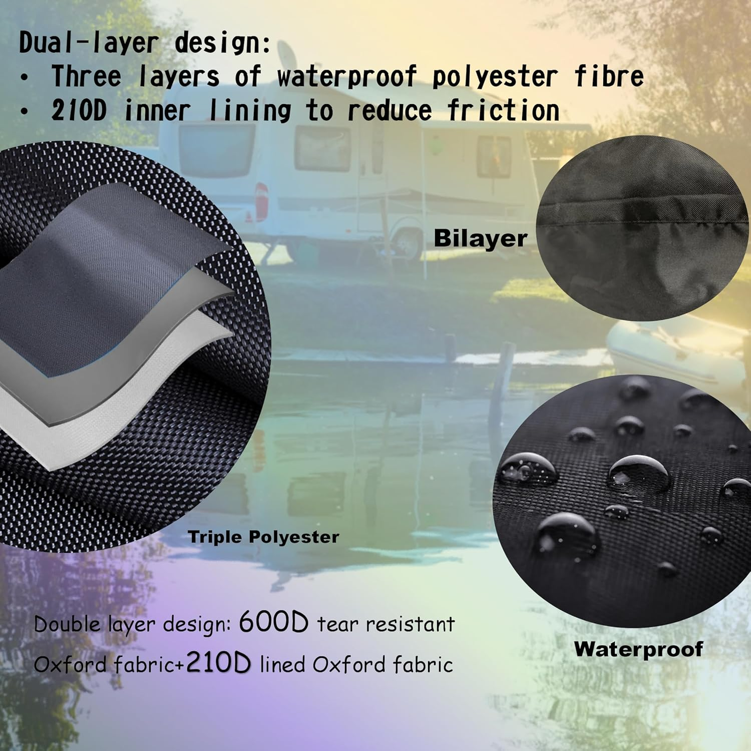 NGB Generator Cover 24.8"L X 20.2"M X 21.7"H for 3700-7250W Inverter Generators Made of 600D+210D Double Layer Heavy-Duty Waterproof Fabric with Visible Operating Window Generator Running Cover.&hellip; image number 3