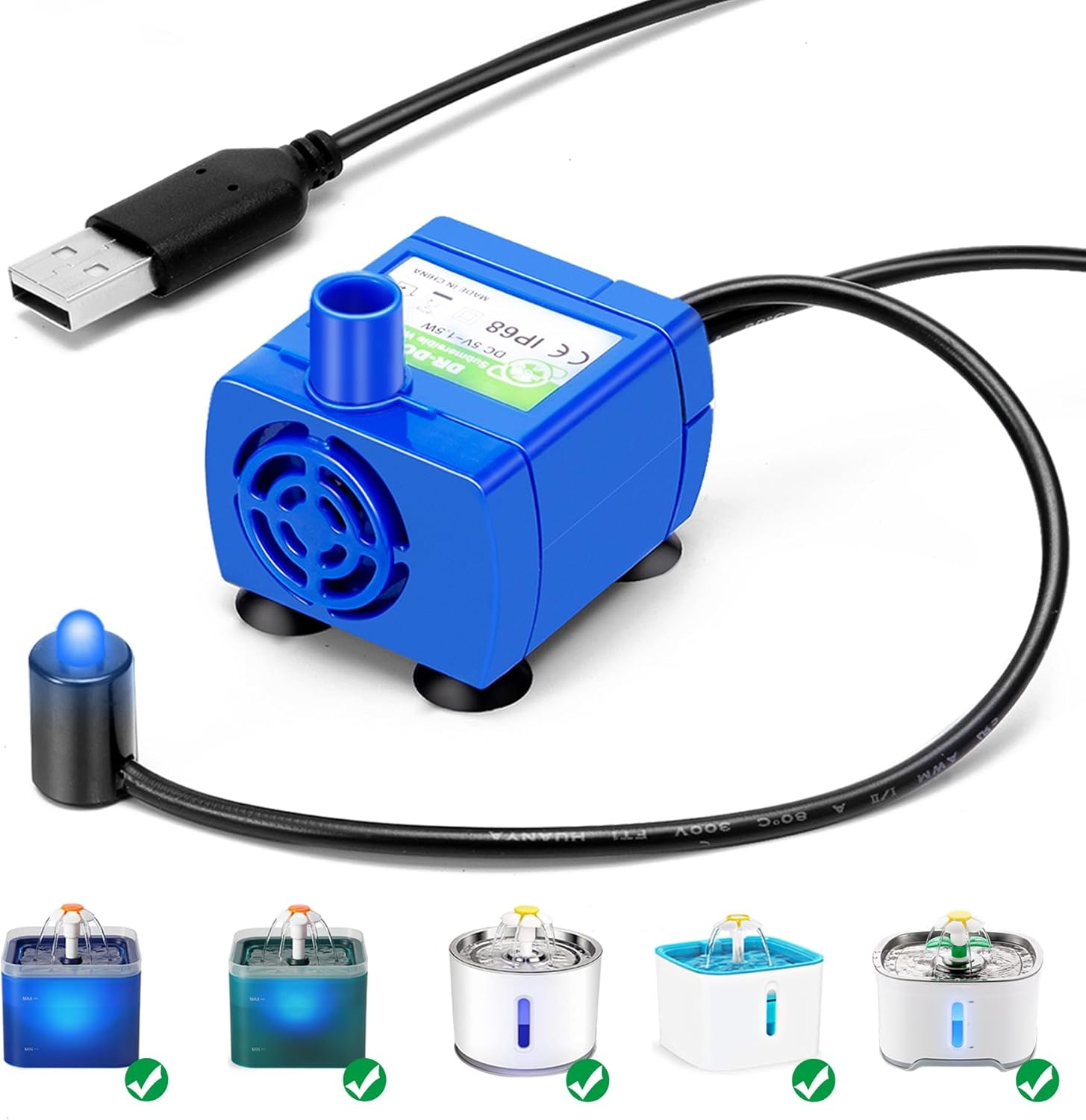 Cat Water Fountain Pump, Pet Water Fountain Pump Replacement Pump DR-DC160 Motor,Cat Fountain Motor Replacement and Cat Water Dispenser Replacement Pump image number 3