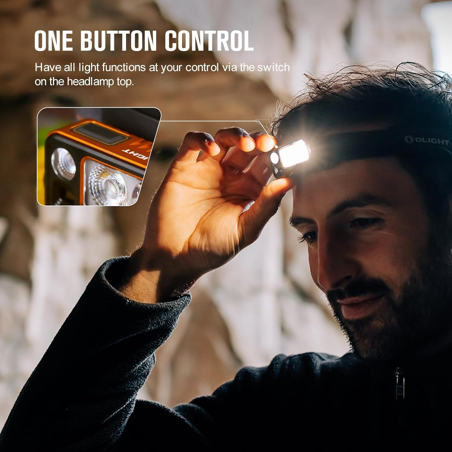 Olight Array 2 Pro LED High Performance Headlamp Rechargeable Max 1500 Lumens Smart Motion Sensor Function Headlight IPX4 Waterproof (Orange) image number 3