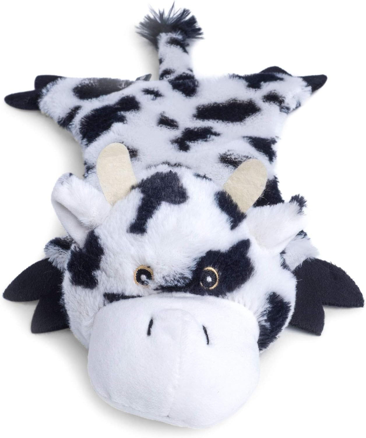 Petface Farmyard Buddies Crinkle Flat Cow Squeak Dog Toy image number 1
