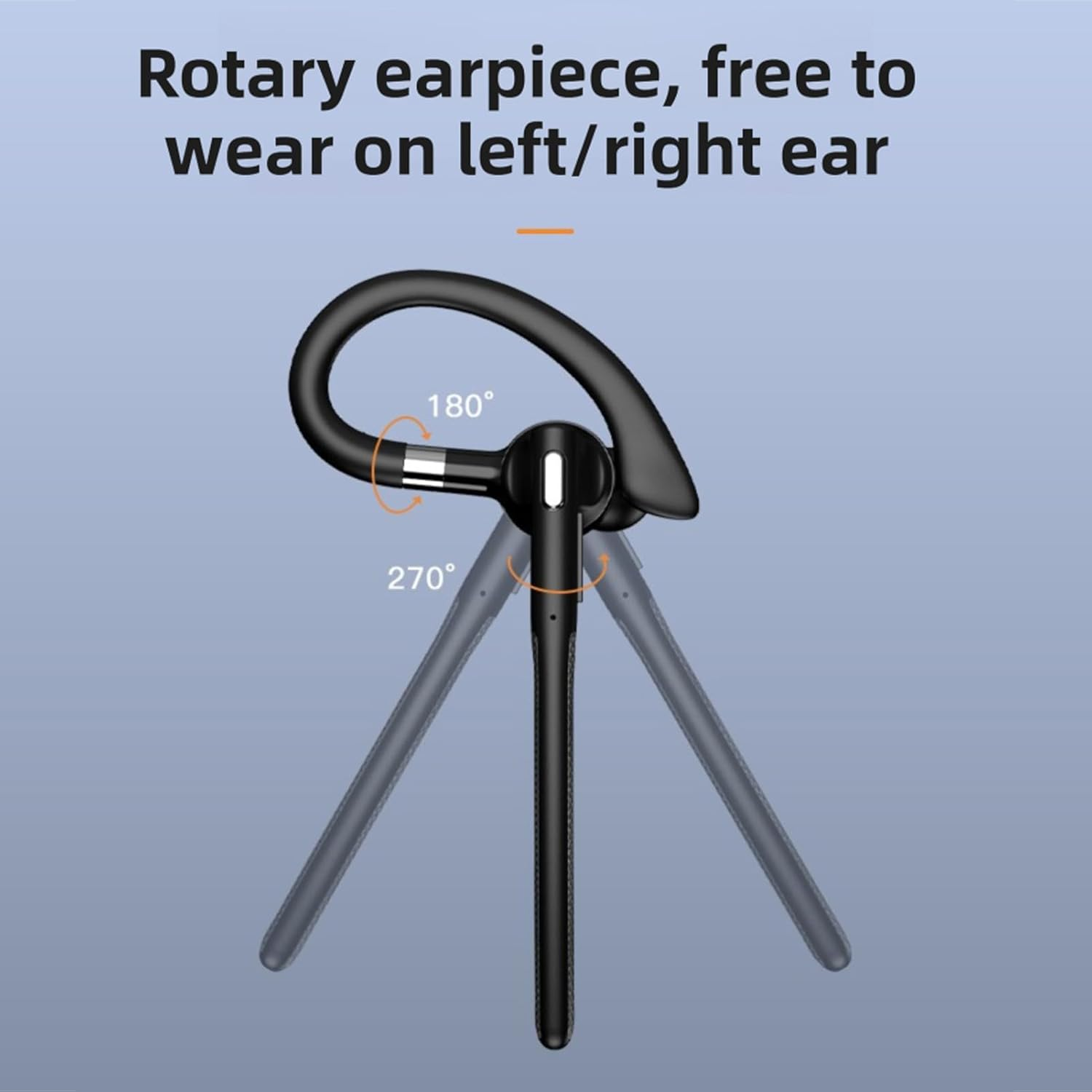 Sxhlseller Bluetooth Headset V5.4, 180H Playtime Single Ear Earpiece with 500Mah Charging Case, 144 Languages AI Translation, 180&deg; Rotatable Mono Headphone image number 1