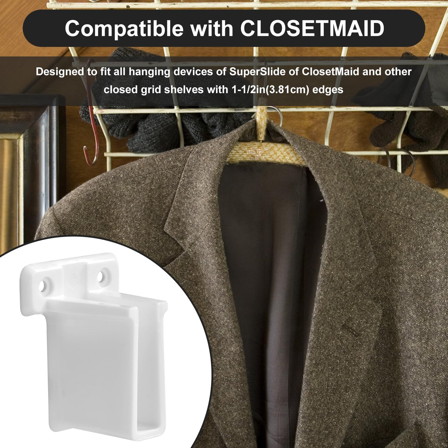 8Pcs Wire Shelf End Brackets, Heavy Duty Closet Shelves Brackets Wall Mount Brackets Wire Shelf Corner Support Bracket with Screws Expansion Anchors for Shelves Closet image number 2