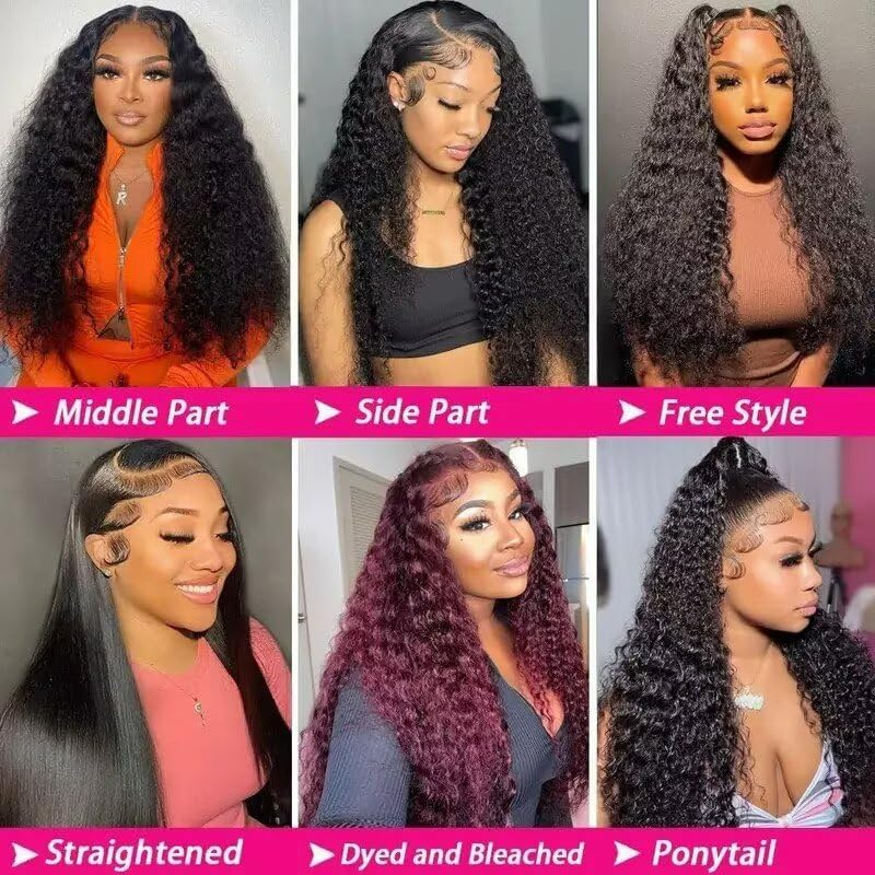 Real Hair Wig 4X4 HD Water Wave Lace Front Wig Human Hair Brazilian Real Hair Wig Black Women Virgin Human Hair Wigs for Black Women 180% Density 16 Inches image number 2