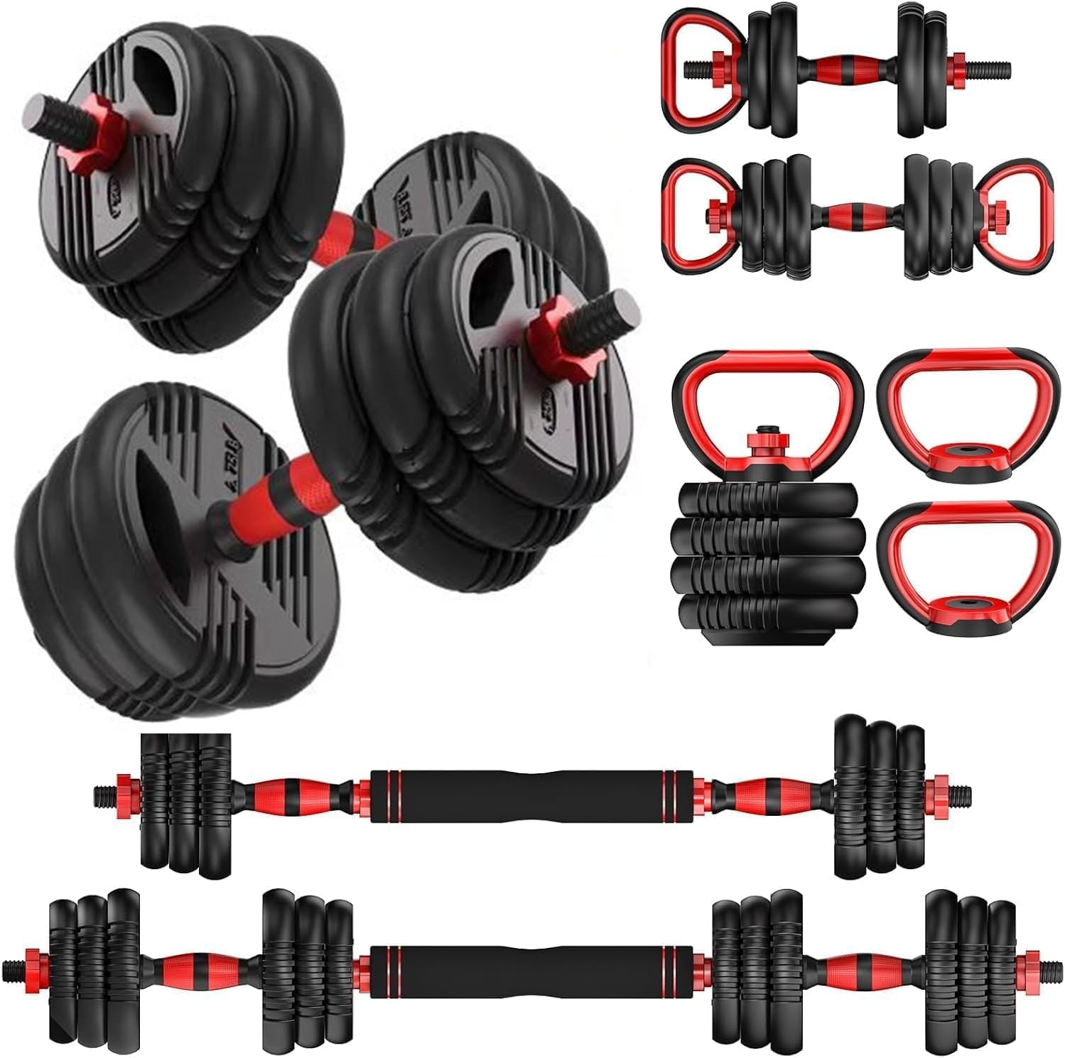 Li Fitness Adjustable Dumbbell Set, 10KG/15KG/20KG Weights, 4-In-1 Dumbbell Set with Connector for Home Gym, Used as Dumbbell, Kettlebell, Barbell, Push-Up Stand, Fitness Equipment for Men/Women image number 4