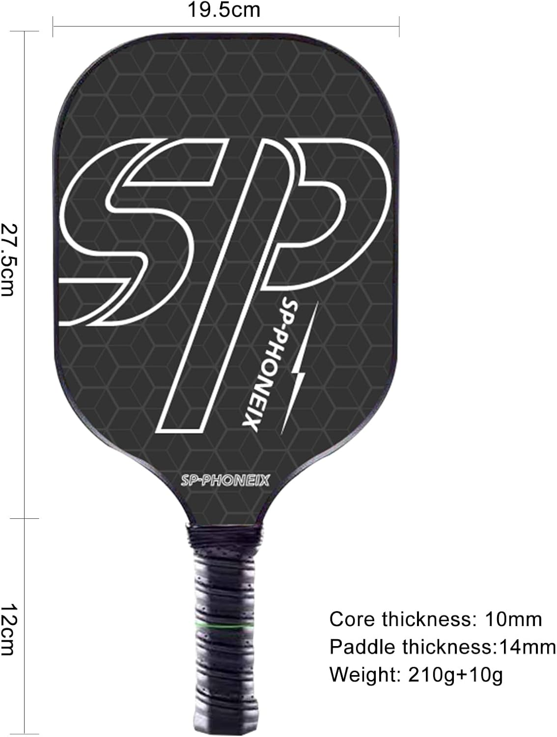 SPPHONEIX Carbon Pickleball Paddles Set Lightweight Pickleball Rackets Honeycomb Core Carbon Fiber Surface, Comfort Grip, 2 Pack Lightweight 4 Ball 2 Paddles 2 Grip Tape - Black image number 6