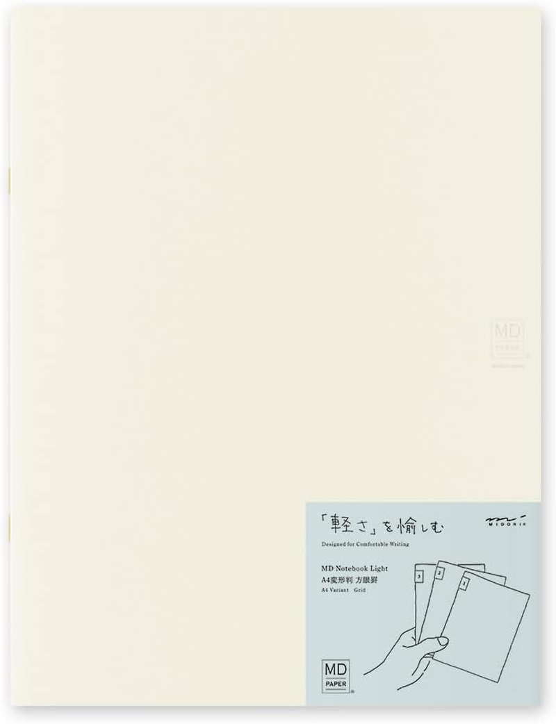 DESIGNPHIL Midori 15308006 Notebook, MD Notebook, Light, A4 Variable Size, Square Ruled, Set of 3, A