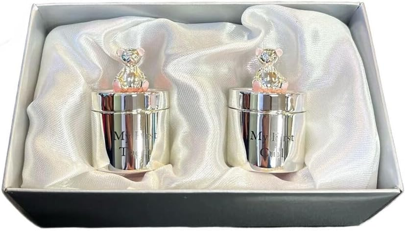 Silver Plated Baby Bear My First Tooth & My First Curl Box Baby Tooth Hair Box image number 4
