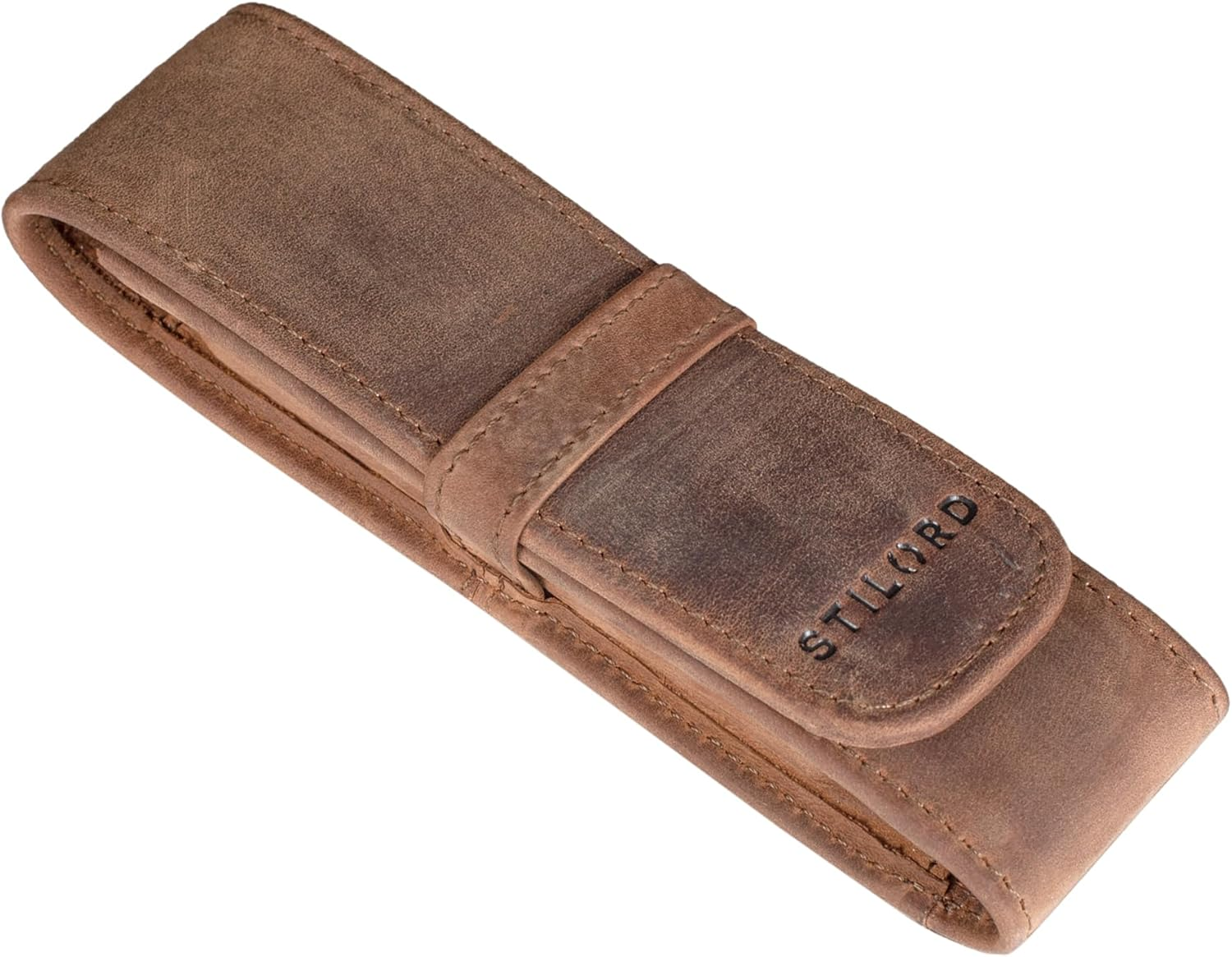 STILORD 'Penn' Leather Pen Case 2 Pens Leather Case Fountain Pen Case Pen Holder for 2 Writing Instruments Pen Case Pen Case Pencil Case Vintage