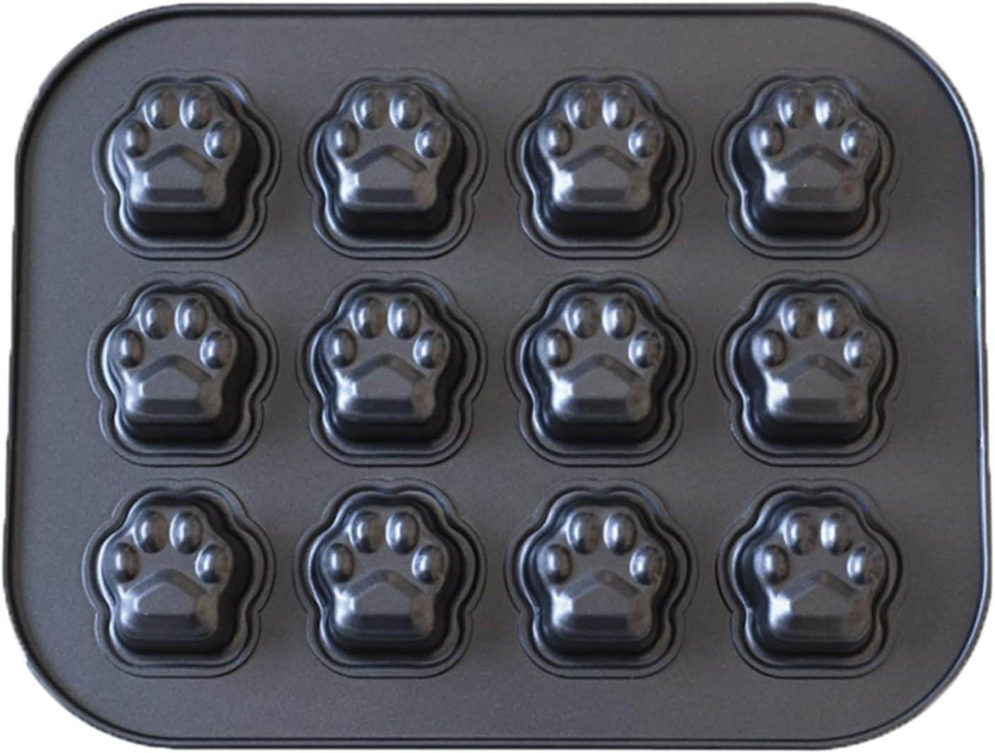 Elesinsoz 12 Cup Mini Dog Cat Paw Print Shaped Madeleine Baking Pan Nonstick Frozen Puppy Treat Cookie Biscuit Cupcake Muffin Cake Ice Cube Popsicle Chocolate Tin Tray Mold Maker for Freezer Oven image number 6