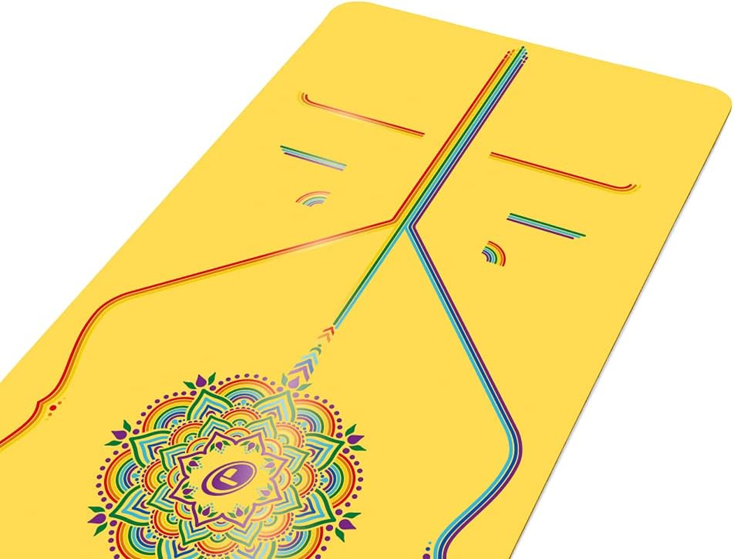 Liforme Inked Travel Yoga Mat &ndash; Free Yoga Bag, Patented Alignment System, Warrior-Like Grip, Non-Slip, Eco-Friendly and Biodegradable, Ultra-Lightweight, Sweat Resistant, Long, Wide and Thick &ndash; Yellow image number 2
