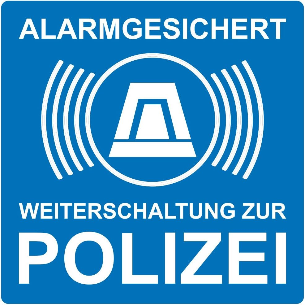Pack of 10 Alarm Security Stickers, Blue, Self-Adhesive, Scratch and Weatherproof image number 1