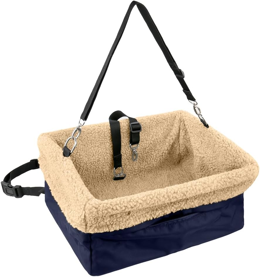 Deluxe Dog Car Seat Fits Pets up to 15Lbs, Dog Booster Seat, Padded Cushioning, Adjustable Straps, Metal Frame Encasing, Installs in Seconds, Collapsible Canvas and Easy to Clean