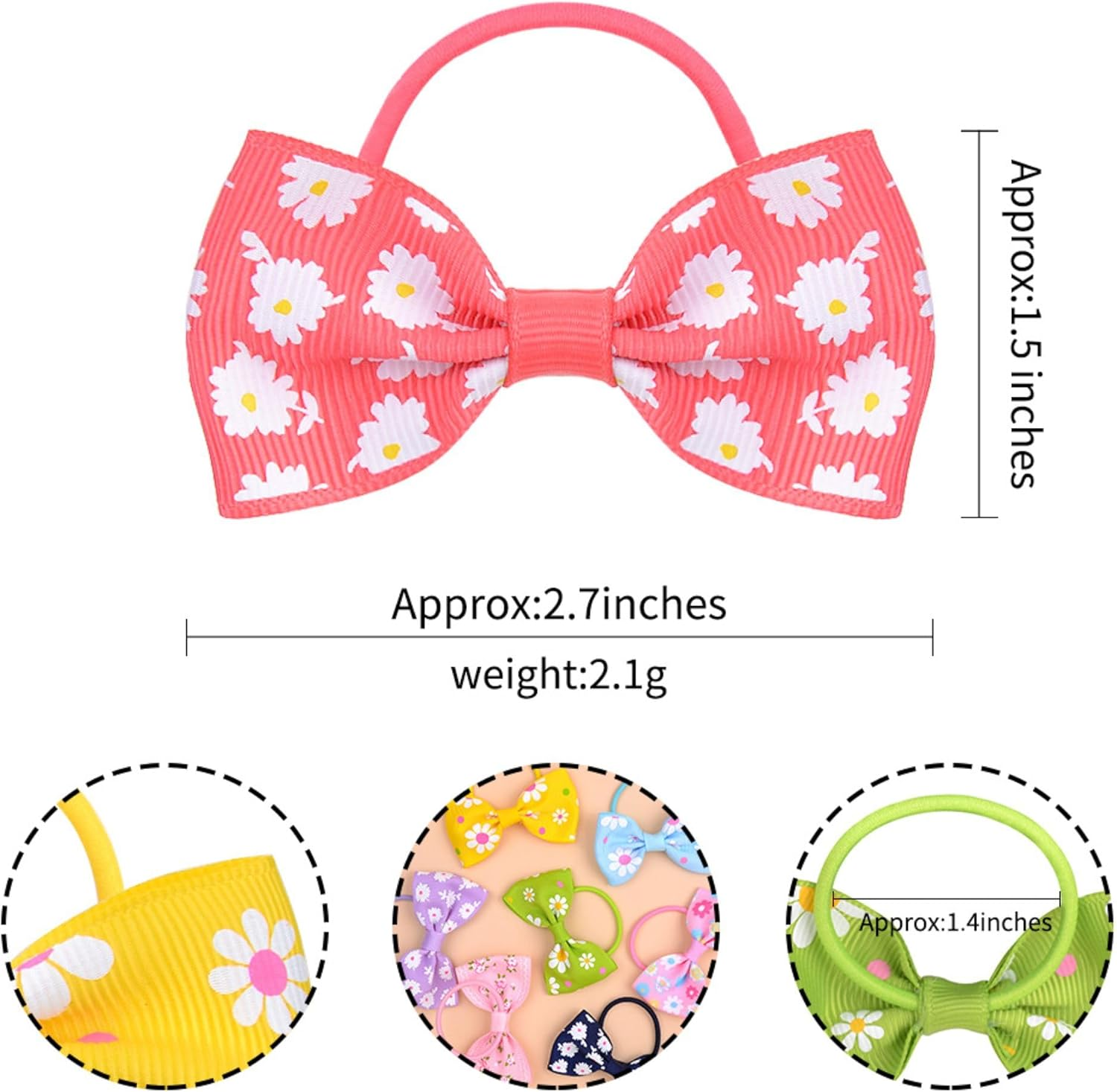 JOVALA 34PCS(17 Pairs) Baby Girls Hair Bows Daisy Elastics Bow Ties Rubber Hair Bands Ribbon Ponytail Holders Pigtails Elastic Bands Hair Accessories for Toddlers Little Girls Kids Gifts image number 5