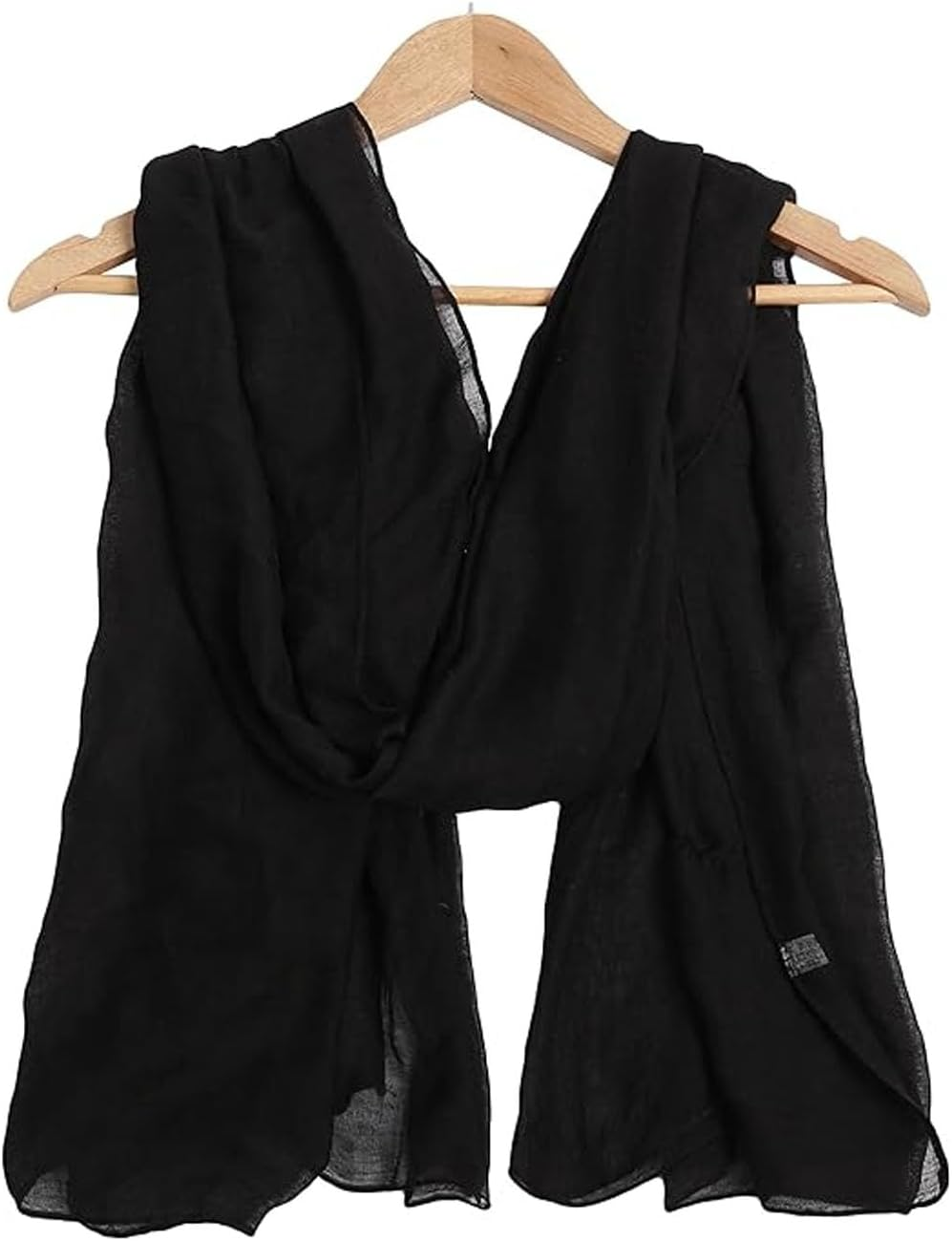 Women'S Cotton Scarf - Light Soft Solid Color Shawl Wrap, 70.8"L&times;35.43"W (180&times;90Cm),Black