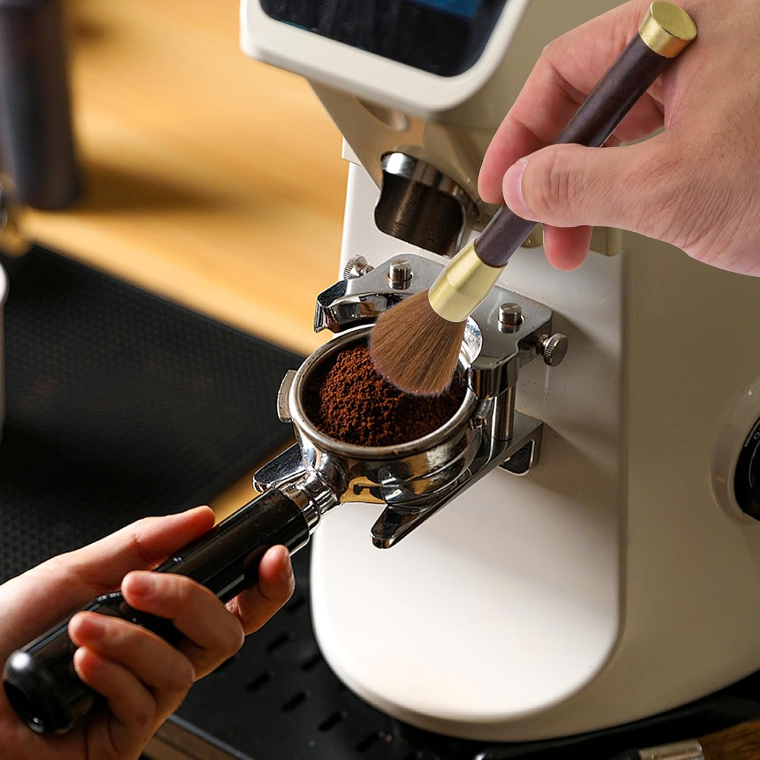 Sekonow 4 Pack Coffee Grinder Cleaning Brush, 2-Sided Brush & Ebony Wood Grinder Cleaner Accessories, Barista Tools for Espresso, Coffee Machine, Keyboard image number 1