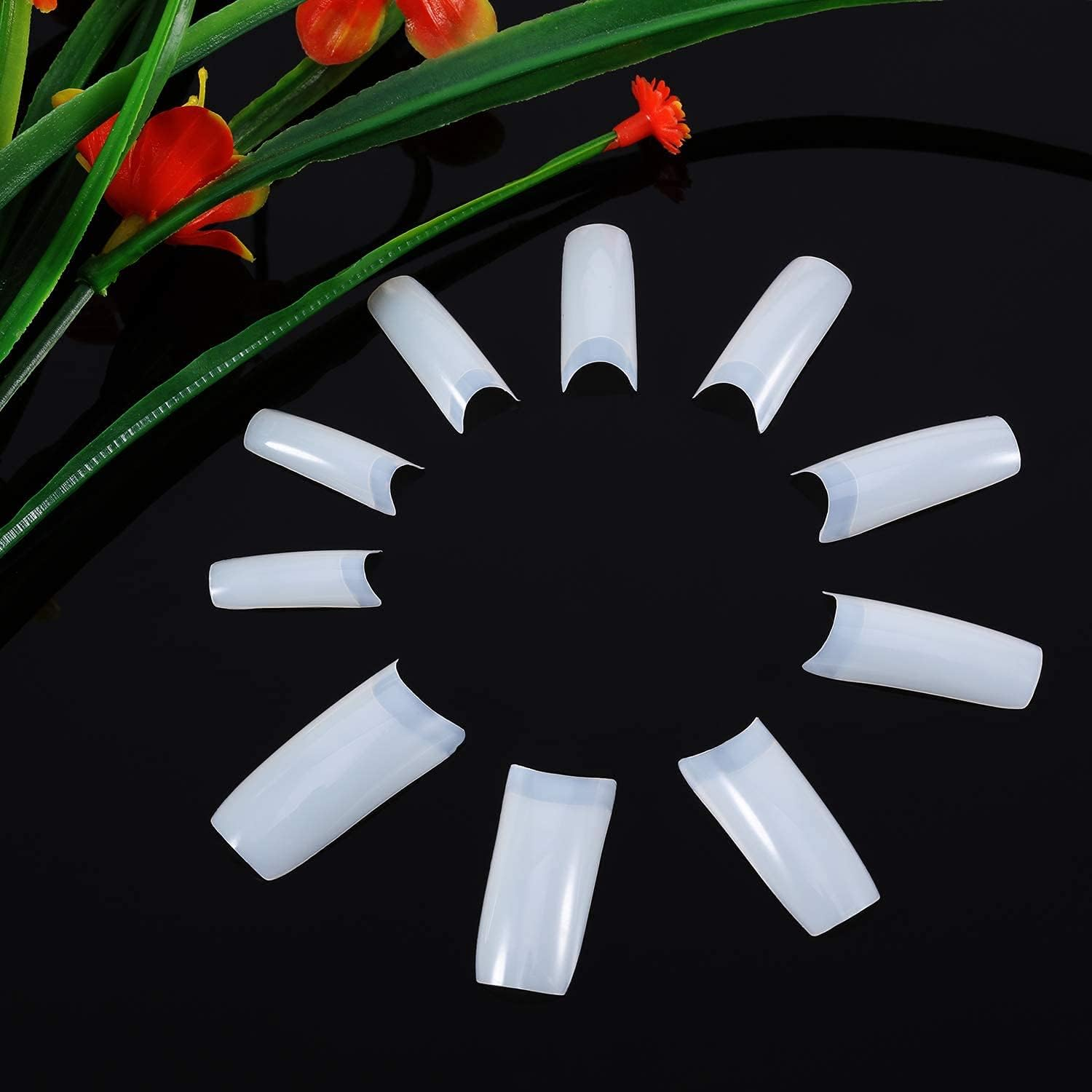 ANCLLO 100 Pieces Natural Gel Nail Shape Full Cover Dual Nail System Shapes C Curve Nail Shape Nail Extension Tips Nail Art Manicure Tools image number 1