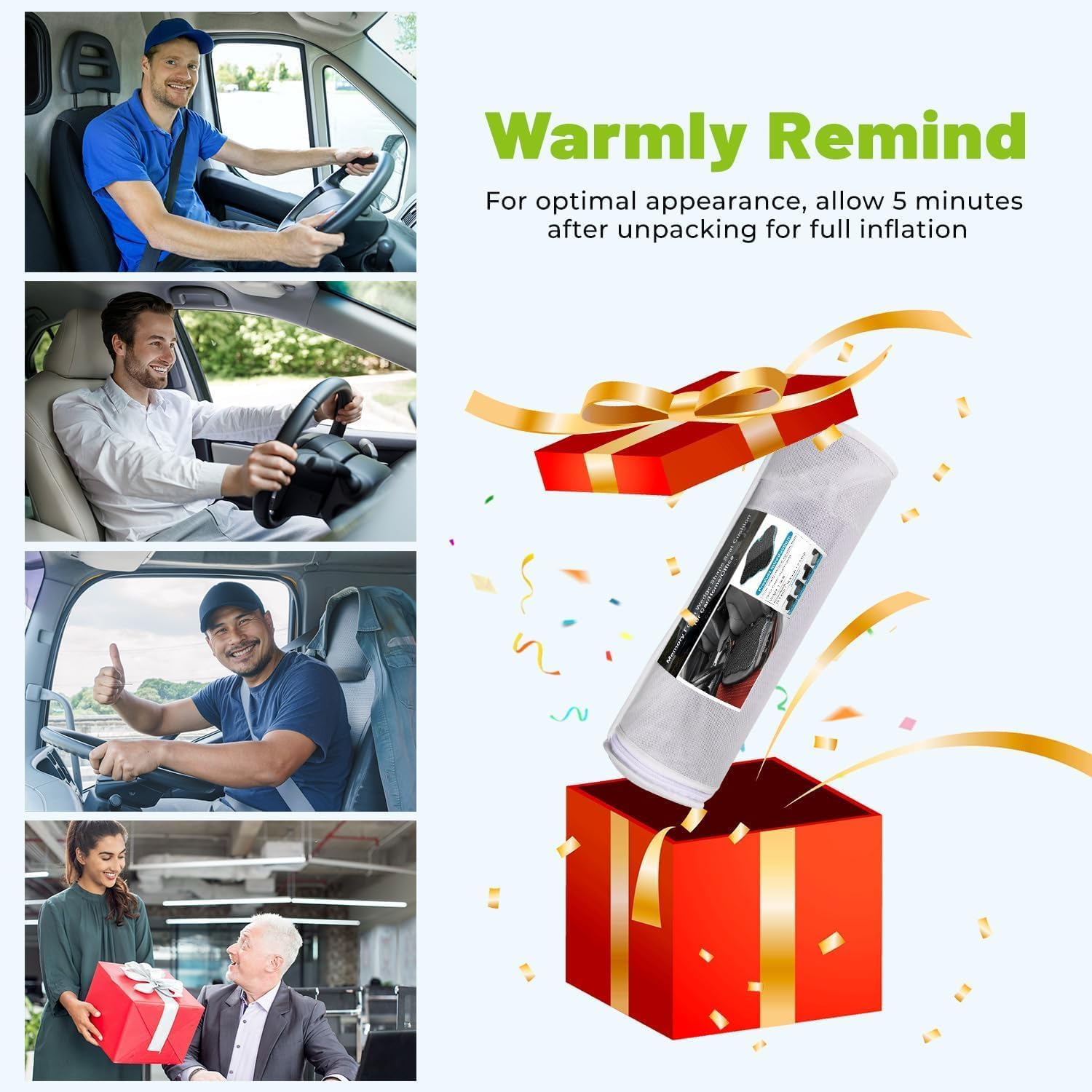 Glaais Soft Dense Memory Foam Car Seat Cushion for Driving - Seat Cushion for Car Seat Driver With, Provides Comfort for Lower Back & HIPS (Passenger Use Too)