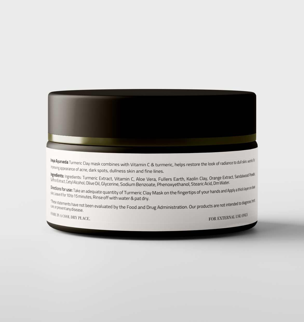 Turmeric Clay Mask Vitamin C with Orange Saffron Extract Fullers Earth, Kaolin Clay, Acne Face Mask Dark Spots Remover with Turmeric Extract 100 G Pack of 1 Yellow