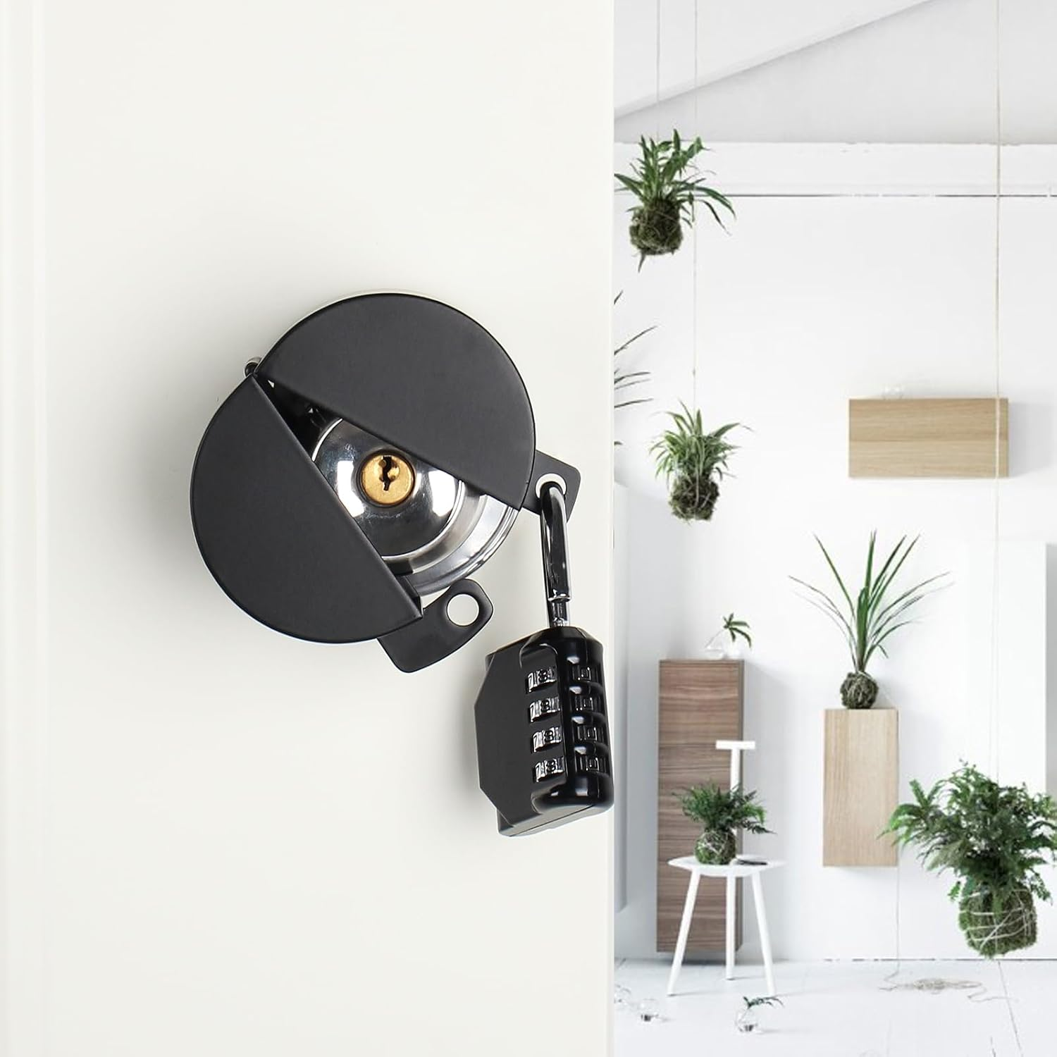 TEMEILI Door Handle Lock,Door Knob Lock Out Device,Cover to Disable the Doorknob/Faucet/Valve,Prevents Turning Door Knob Access Keyhole (Password Hanging Lock) Stainless Steel-2