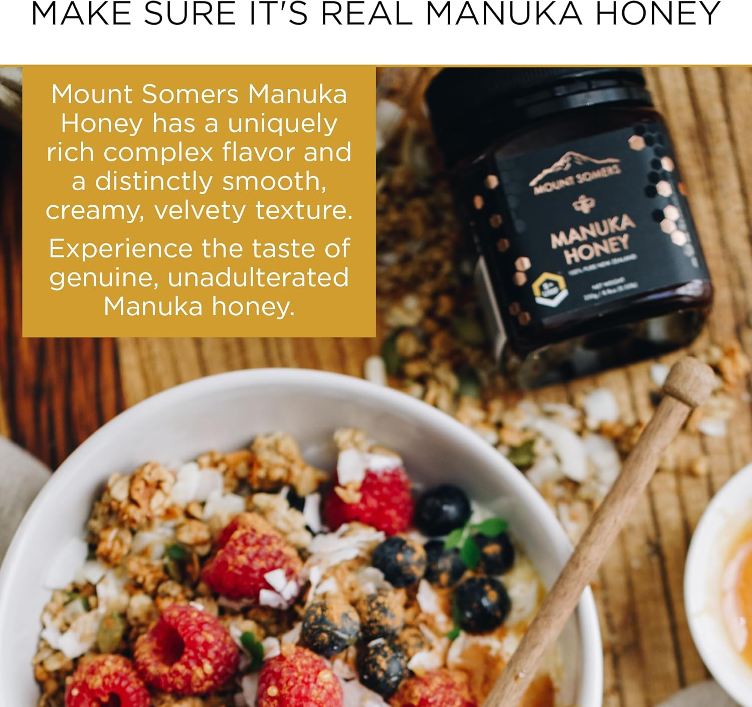 Mount Somers 100% Pure Premium Raw Manuka Honey - UMF 5+ / MGO 83+ 500G Jar, Non GMO New Zealand Manuka Honey, Genuine Natural Superfood, Great Taste, UMF Certified & Traceable image number 2