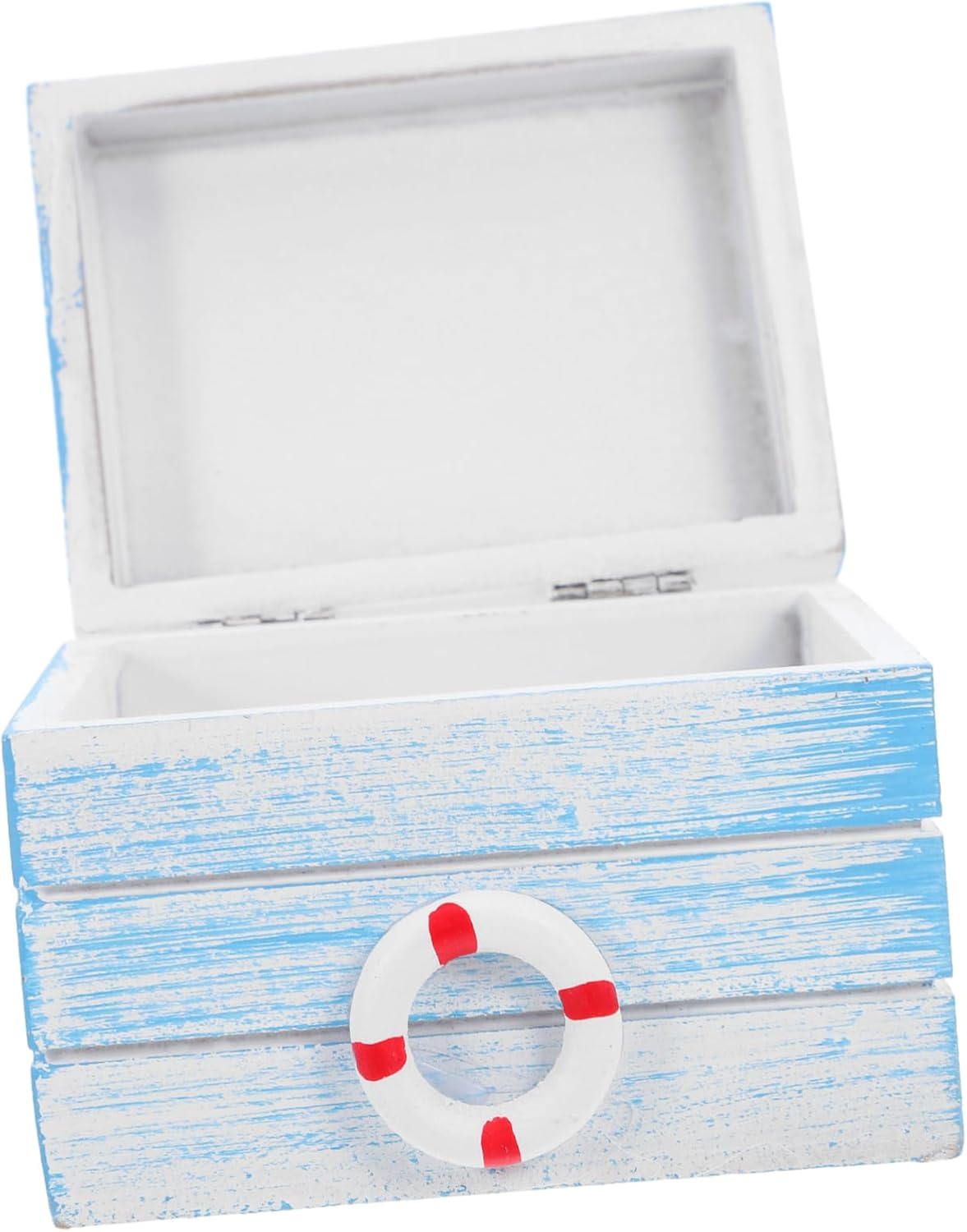 GANAZONO Wooden Treasure Chest - Nautical Decorative Box for Keepsake Storage - Small Wooden Trinket Box for Jewelry and Keepsakes image number 4