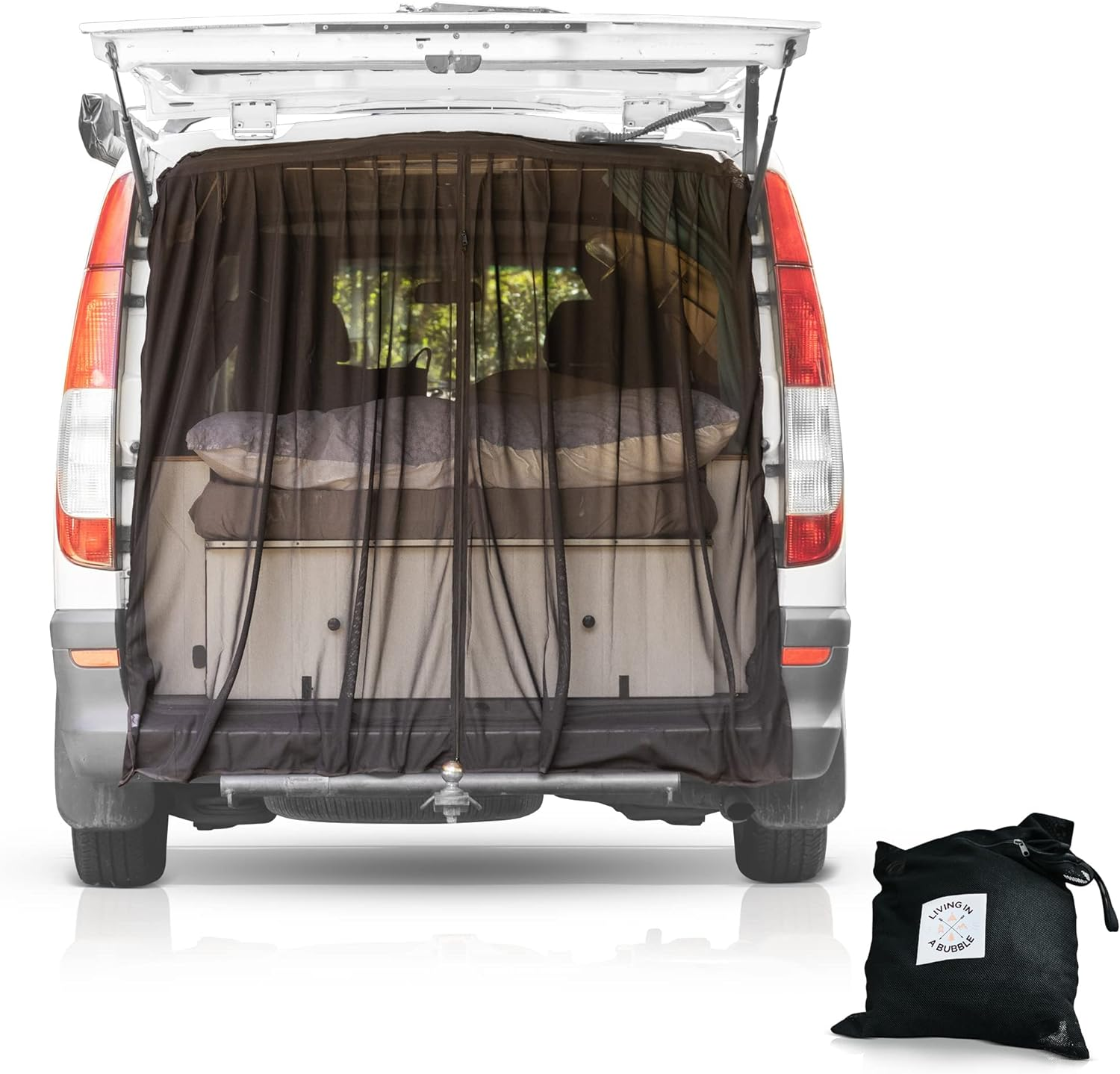 Living in a Bubble Magnetic Fly Screen for Mercedes Metris Vans and Other Campervans, Bug Mesh Mosquito Net Screen for Rear Barn Door, Zipper Closure, (Small) image number 6