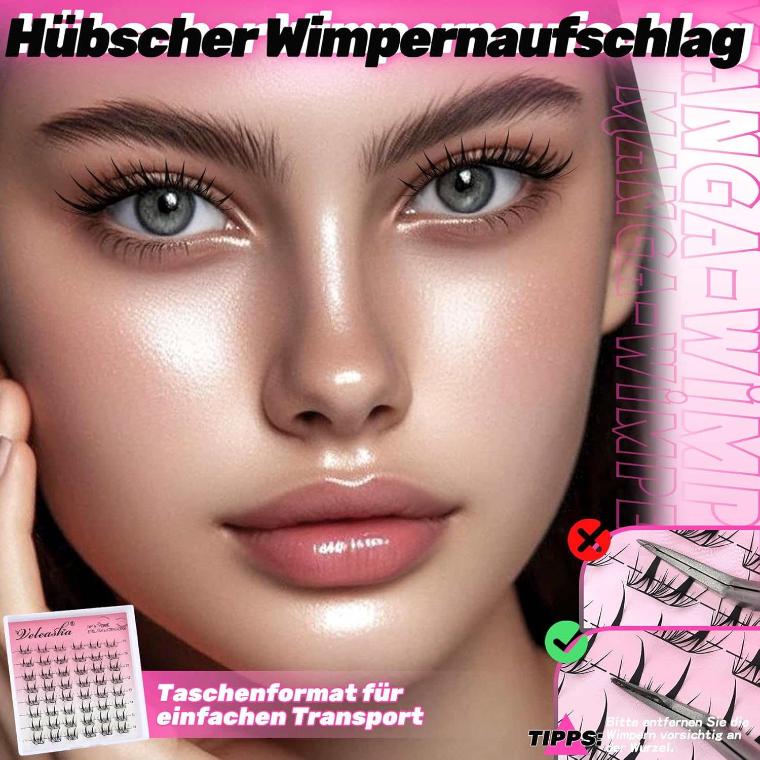 Veleasha Mnaga Lash Clusters Fairy Anime Eyelashes Cluster 10-14 Mm Laser Tech Wispy Cluster Lashes Super Lightweight DIY Spiky Eyelash Clusters (Flutair) image number 2