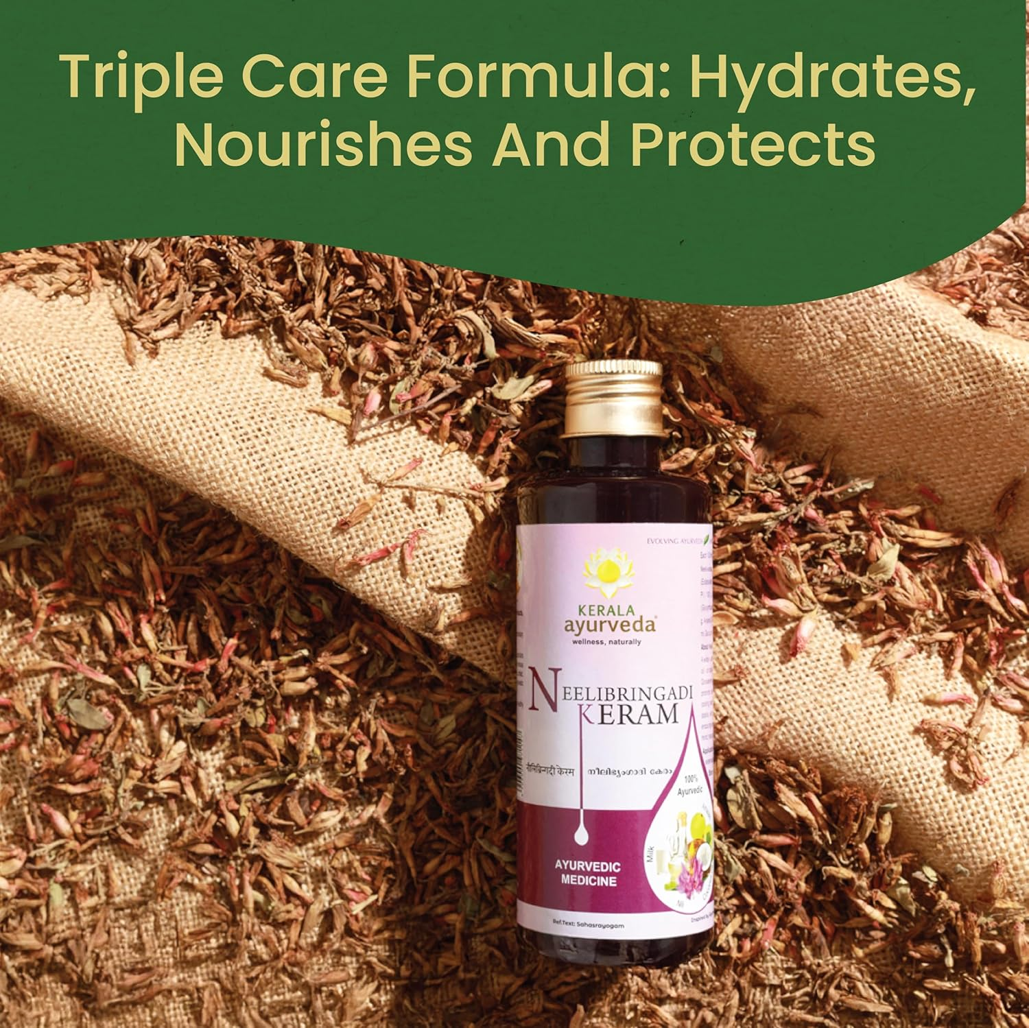 Kerala Ayurveda Neelibringadi Keram with Bhringraj, Neeli, Amla | Ayurvedic Hair Oil That Reduces Hair Fall and Boosts Hair Growth | 200 Ml (Pack of 2) image number 3