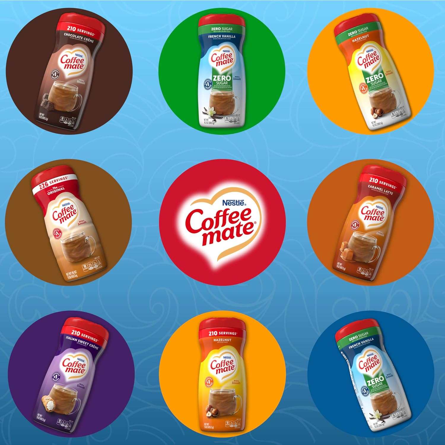 Coffee Mate Zero Sugar Flavored Creamer 4 Pack Variety Pack (10.2 Oz Bottles) &ndash; Vanilla Caramel, Hazelnut, French Vanilla, Chocolate Cr&egrave;me image number 3
