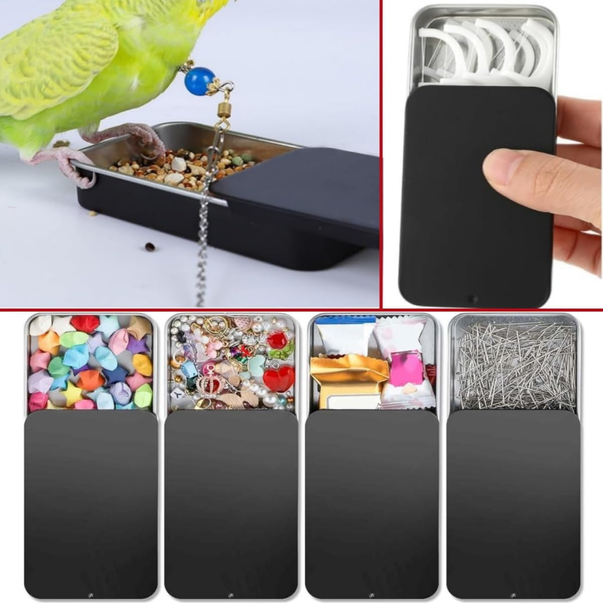 12 PCS Mini Portable Slide Top Small Tin Containers,Ywbfove Black Metal Tins Box Empty Storage Organizer Tins with Lids for Lip Balm Candies Candles(2.36In X 1.34In X 0.39In) image number 5