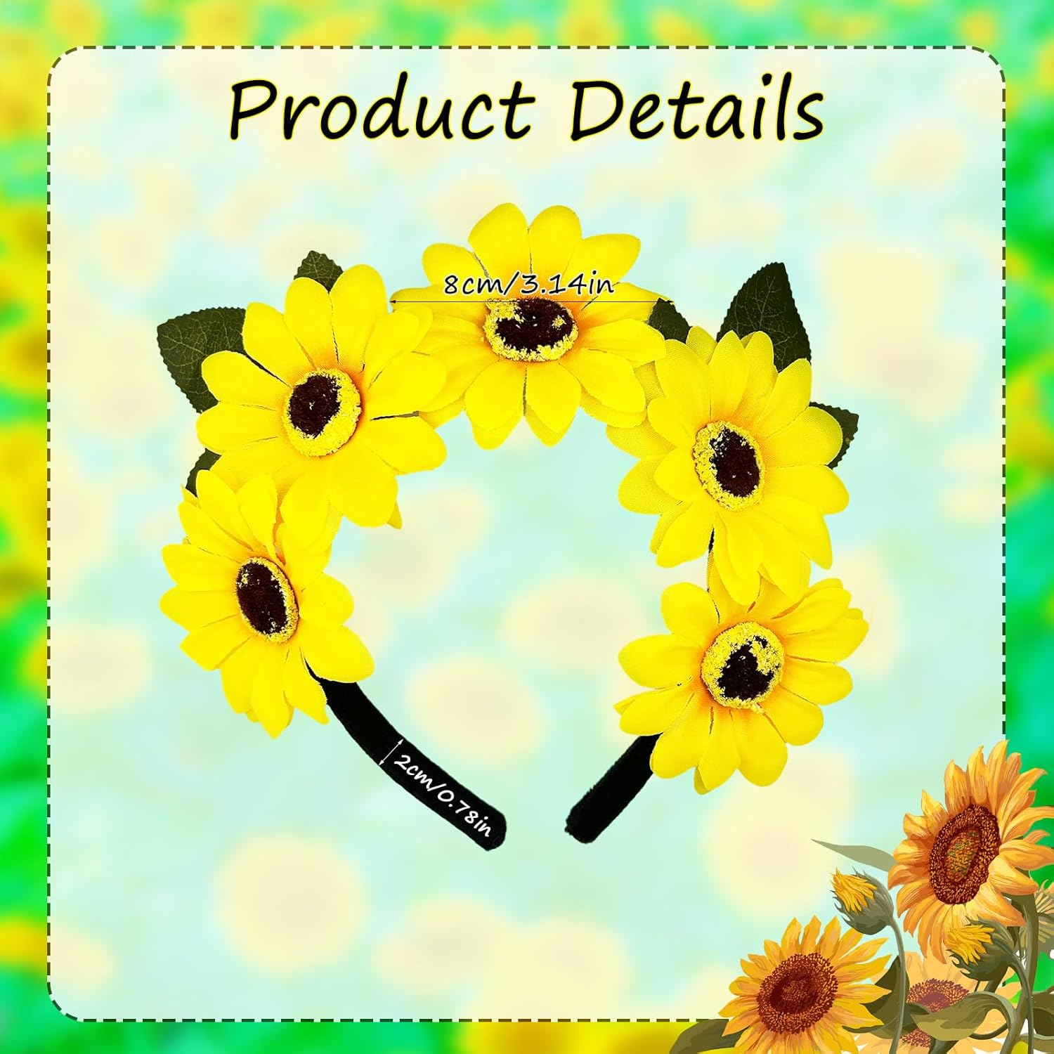 Bliceon Sunflower Headband Flower Wreath for Women and Children Sunflowers Headband for Fancy Dress, Carnival, Festivals, Costumes, Headpiece, Party Accessory image number 4