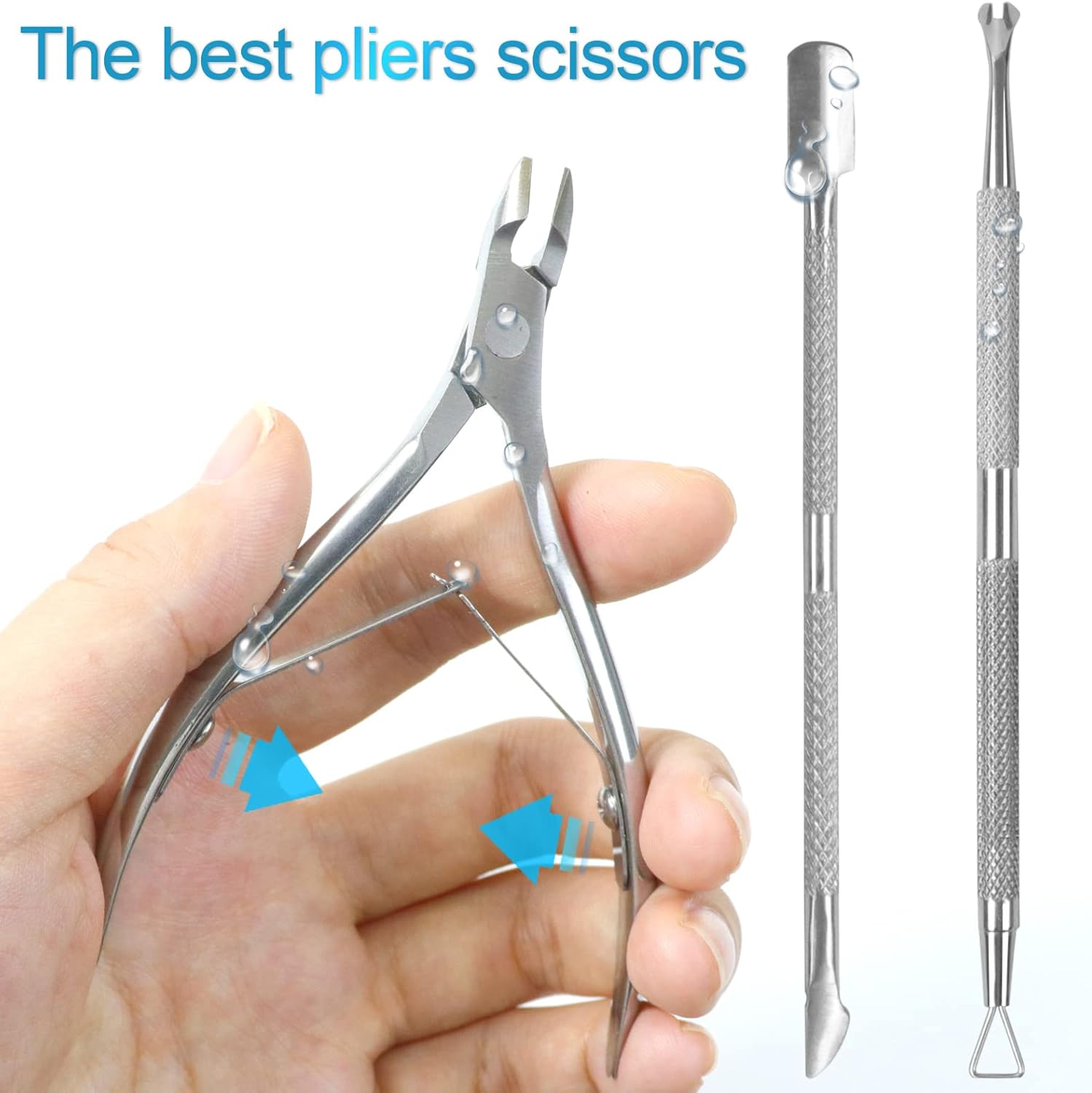 Sularpek Cuticle Remover Tool Set with Cuticle Cutter and Cuticle Pusher, 3 in 1 Professional Cuticle Remover, Cuticle Scissors, Stainless Steel Nail Care Tool for Manicure and Pedicure (Silver) image number 1