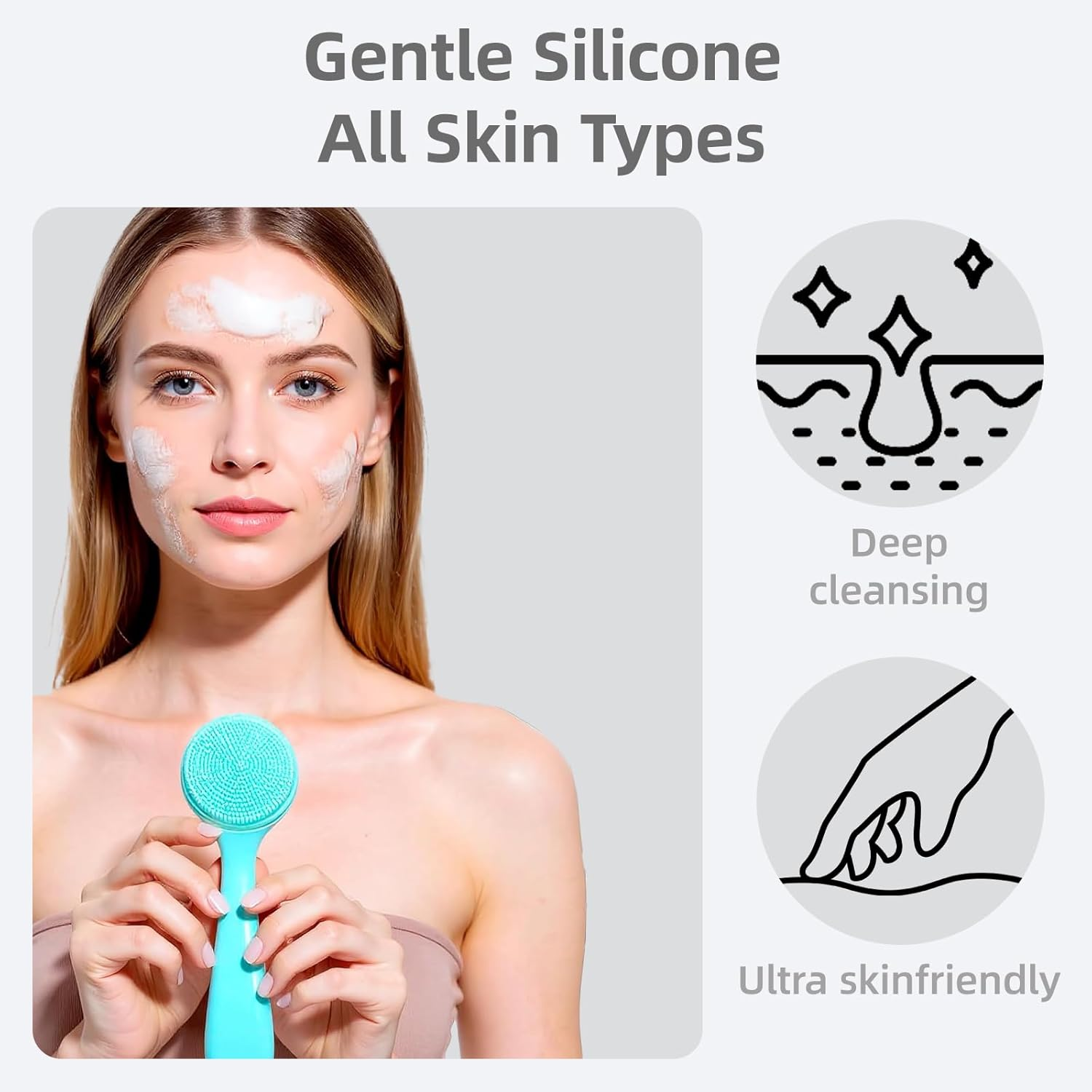 Suytvenxau Silicone Face Brush 2 Pack, Manual Pore Brush, Pore Cleansing Brush, Soft Waterproof Face Scrubber for Blackhead Removal, Makeup Residue, Skin Friendly image number 2