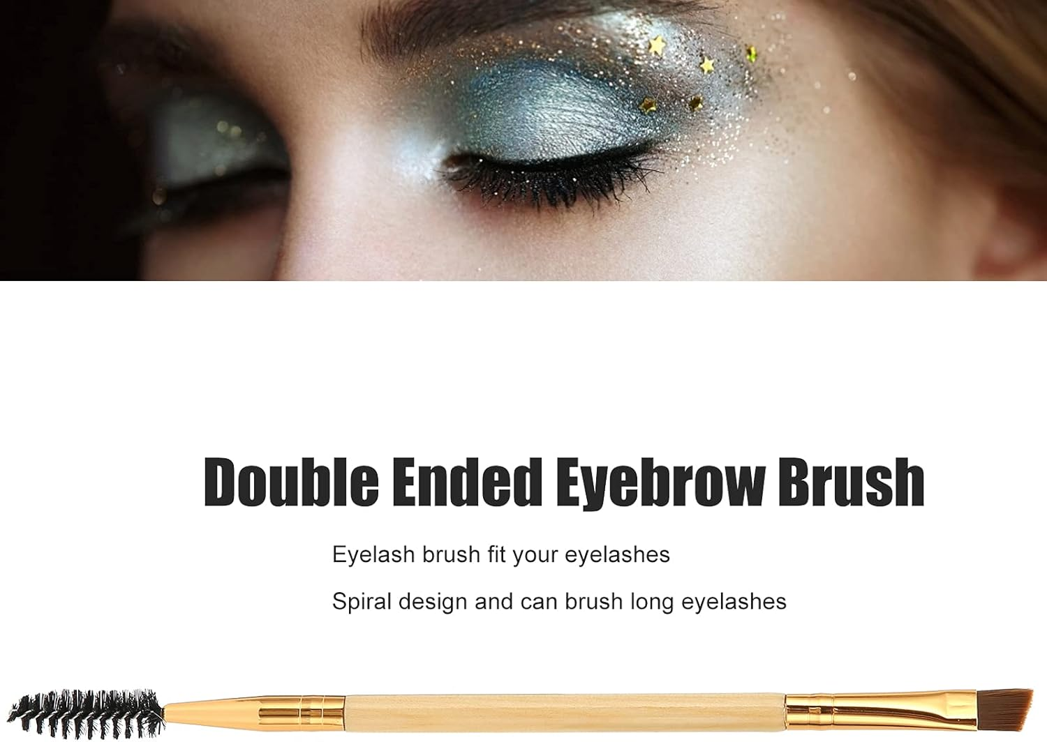 Eyebrow Eyelash Brush, Angled Brow Brush Makeup Tool Eye Makeup Brush for Party(Wood Color) image number 4