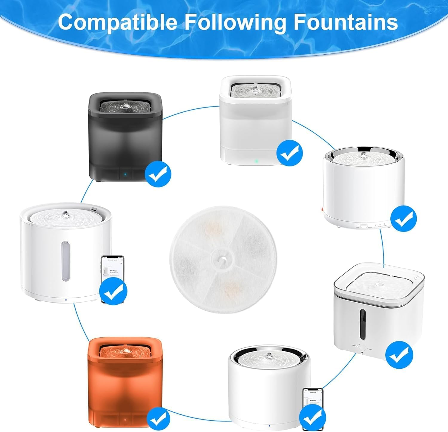 Pack of 10 Cat Fountain Filter, Filter Unit 3.0 Resin and Activated Carbon Cat Dog Drinking Fountain Compatible with 1.85 L and 2 L/1.8 L Automatic Intelligent Cat Fountain image number 4