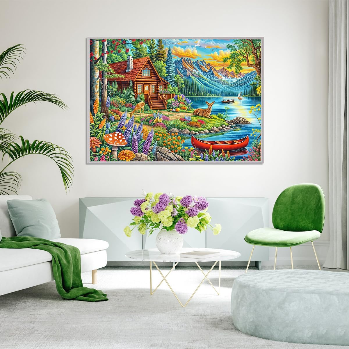 Jigsaw Puzzles for Adults 1000 Pieces, Interlock Perfectly Letter on Back No Dust, Home Decor Birthday Gift Toy for Men Women Elders Seniors, 1:1 Poster -Beautiful Valley image number 3