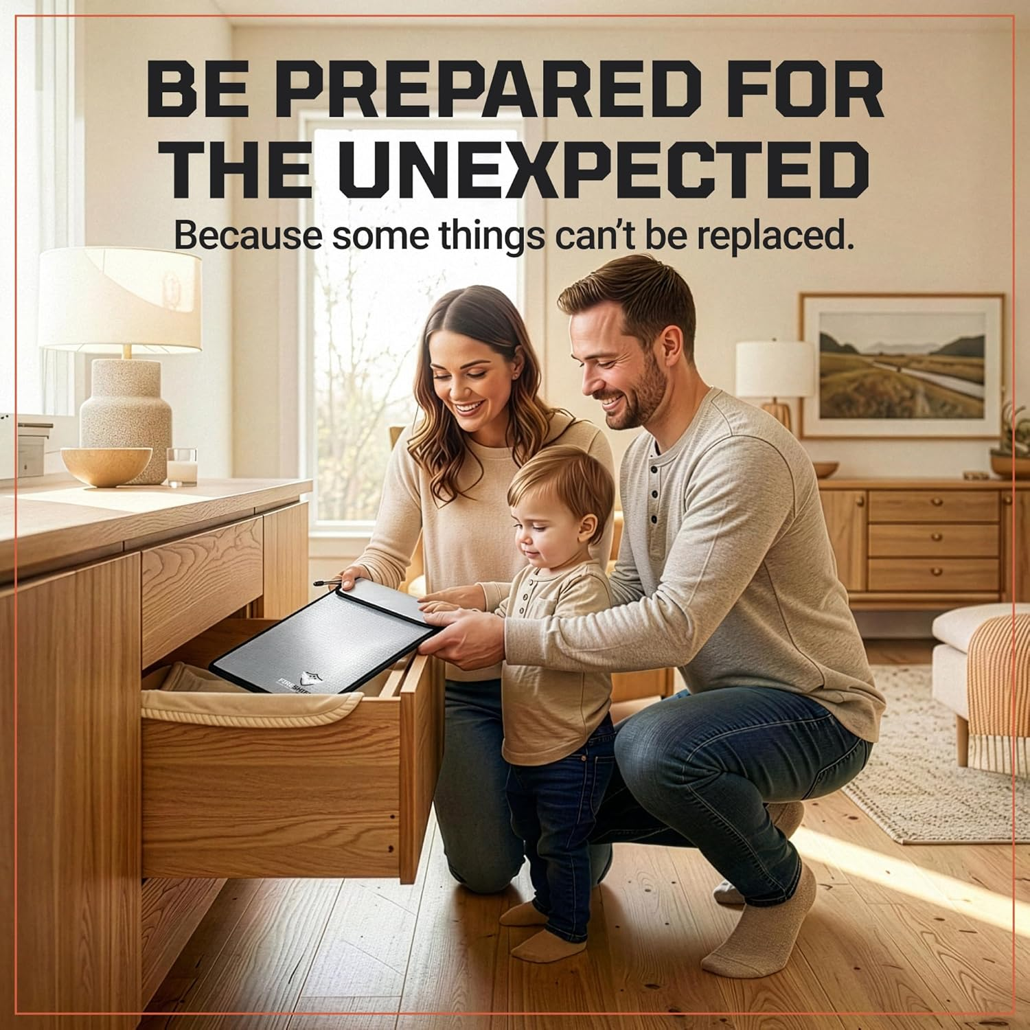 FIRESHIELD PRO Upgraded 2000&deg;F Fireproof Document Bag W/ Dual Pockets &ndash; Fire & Waterproof Money Pouch for Cash &ndash; Safe Storage for Family Photos, Jewelry, Passport & Important Documents &ndash; 15" X 11" image number 6