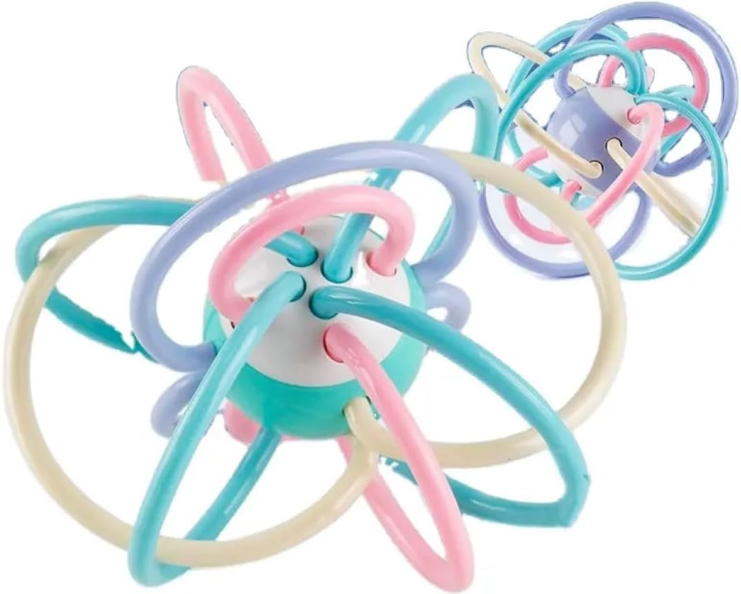 Sensory Teether Manhattan Ball Toy and Rattle Set, Multi-Colored, 2 Pack, 2 Sizes (5 Inch X 5 Inch and 3.5 Inch X 3.5 Inch) image number 5