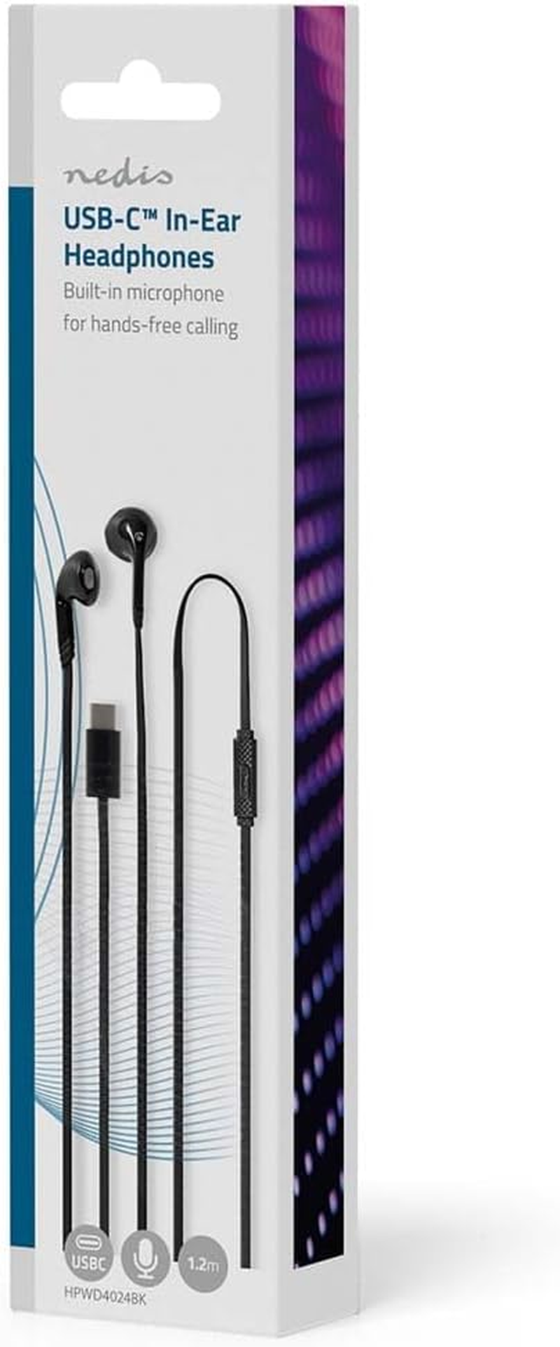 Nedis Wired Headphones - USB-C - Cable Length: 1.20 M - Built-In Microphone - Volume Control - Black