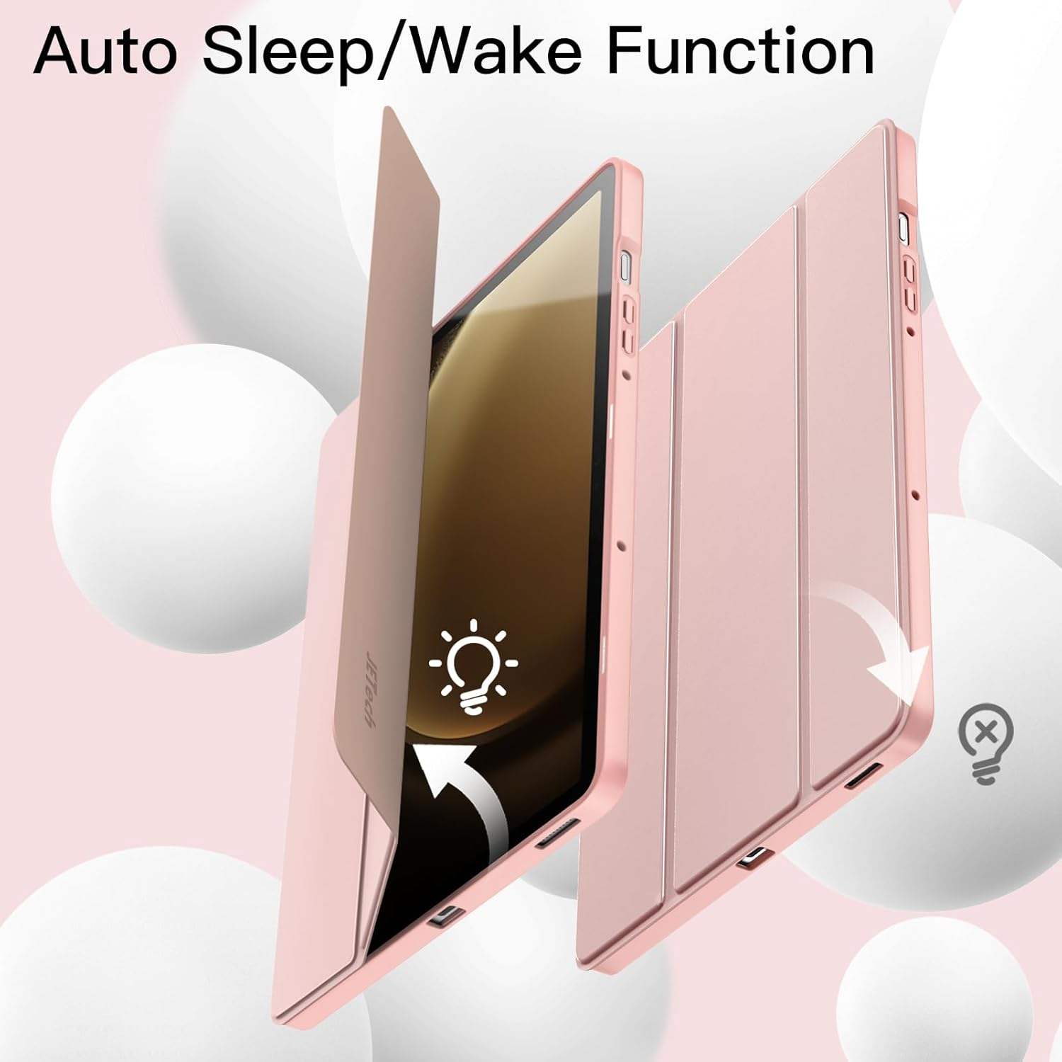Jetech Case for Samsung Galaxy Tab S10 Lite / S10 FE / S9 FE 10.9-Inch with S Pen Holder, Soft TPU Tri-Fold Stand Protective Tablet Cover, Support S Pen Charging, Auto Wake/Sleep (Rose Gold) - Light Purple image number 3