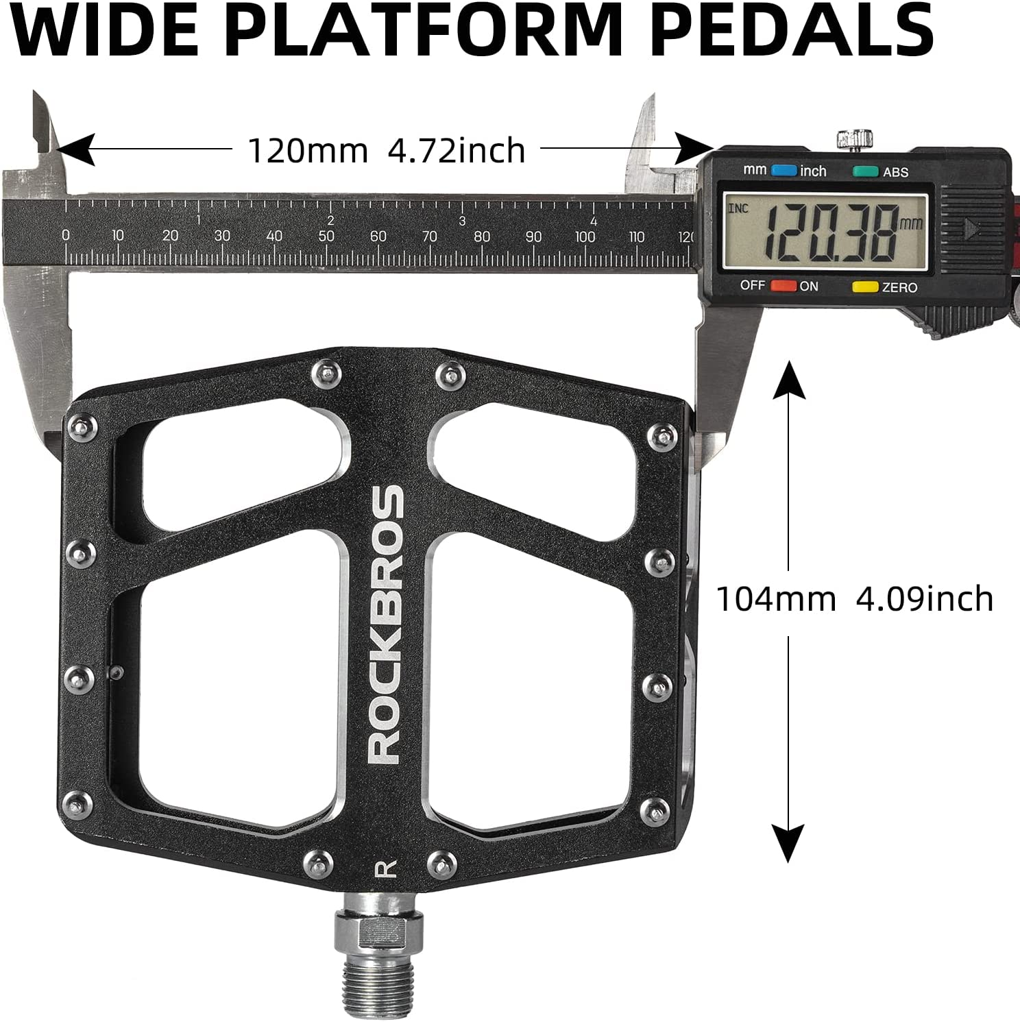 ROCKBROS Mountain Bike Pedals MTB Pedal Aluminum Bicycle Wide Platform Flat Pedals 9/16" Cycling Sealed Bearing Pedals for Road Mountain BMX MTB Bike image number 4