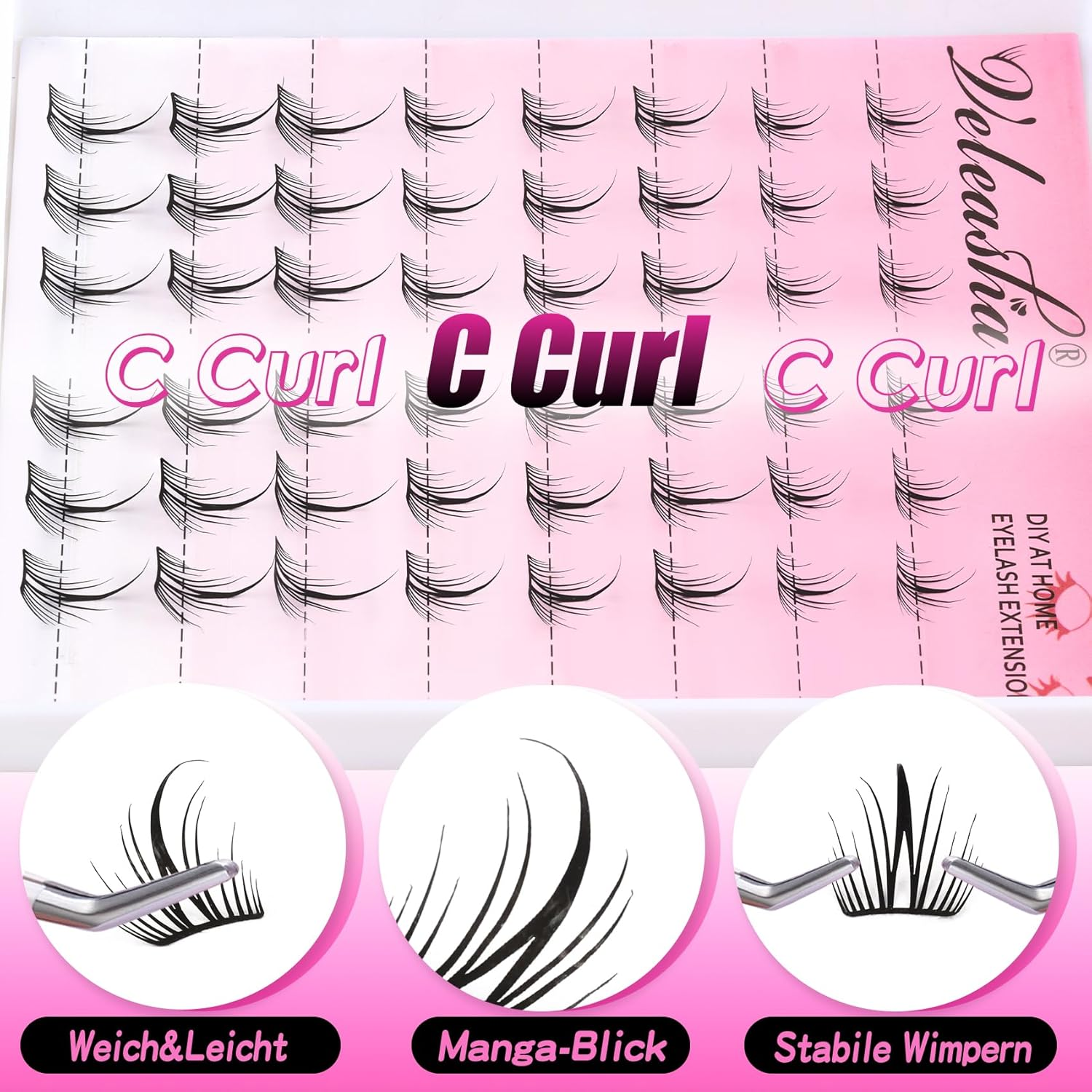 Veleasha Manga Lash Clusters Wispy Anime Cluster Lashes Laser Tech Spiky Design Eyelashes Cluster 10-14 Mm Super Lightweight DIY Eyelash Clusters (Petalsway) image number 2