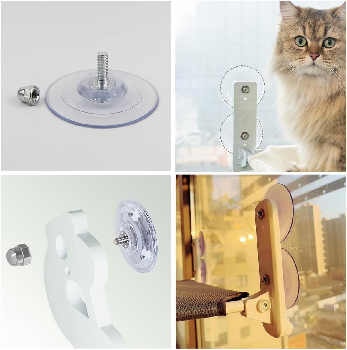 Fokmuaex Cat Window Perch Suction Cups (4PCS) - Heavy Duty Replacement Suction Cups with Screws for Foldable & Cordless Cat Window Hammock, Supports 20Kg, Strong Adhesive for Glass/Tile image number 5
