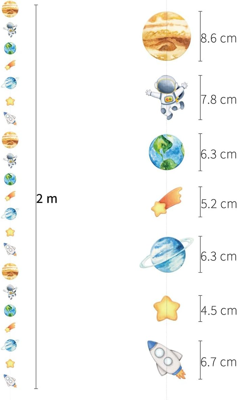 Outer Space Garland, Astronaut Rocket Shooting Star Hanging Decoration, Premium Paper Solar System Hanging Banner, for Kids Room, Space Themed Parties, Birthday Celebrations, Nursery Wall Decor image number 4