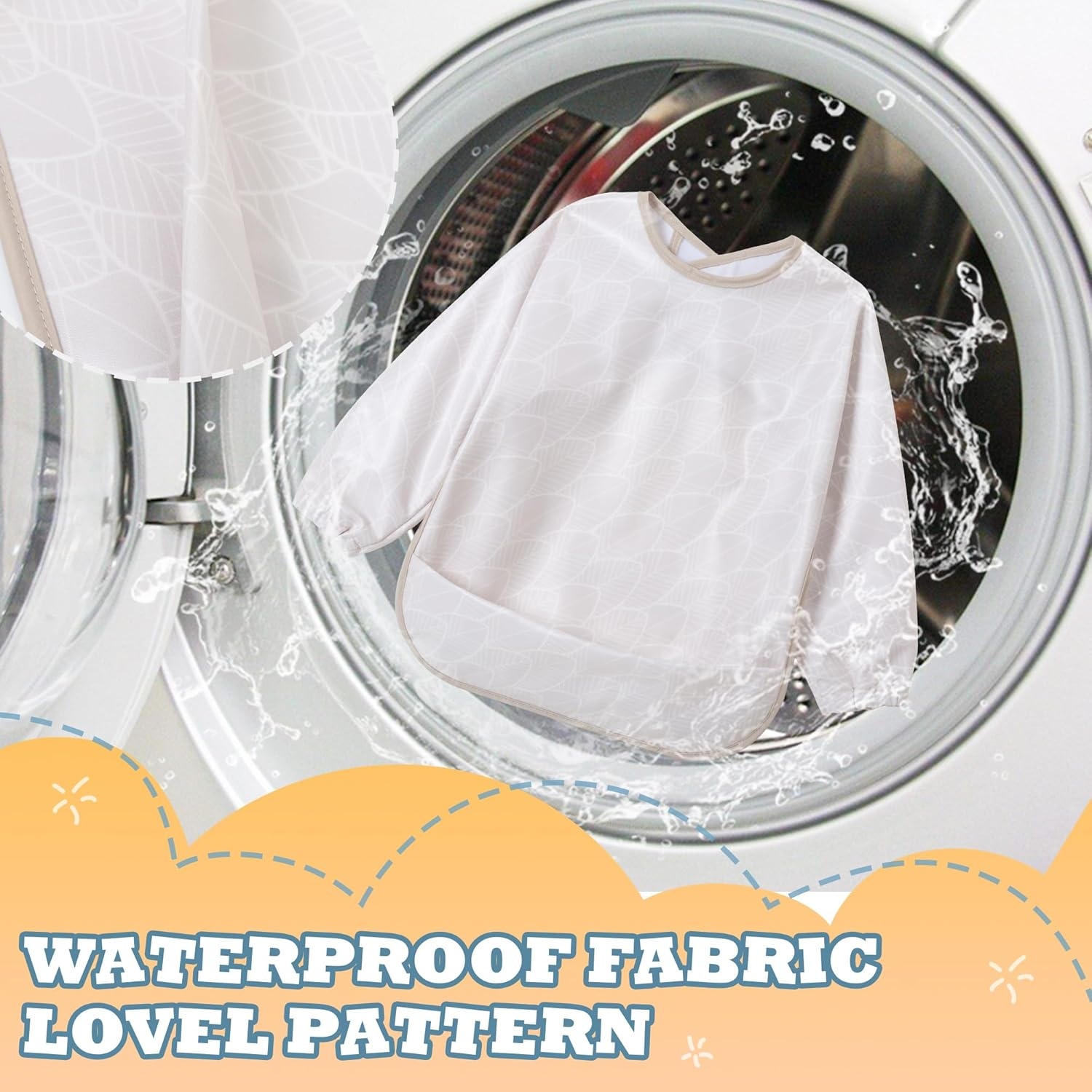 Little Dimsum Baby Bib with Pocket Waterproof Toddler Bibs Infant Feeding Bibs for Boys and Girls, Pack of 2 Colors - 2D-Surf image number 7