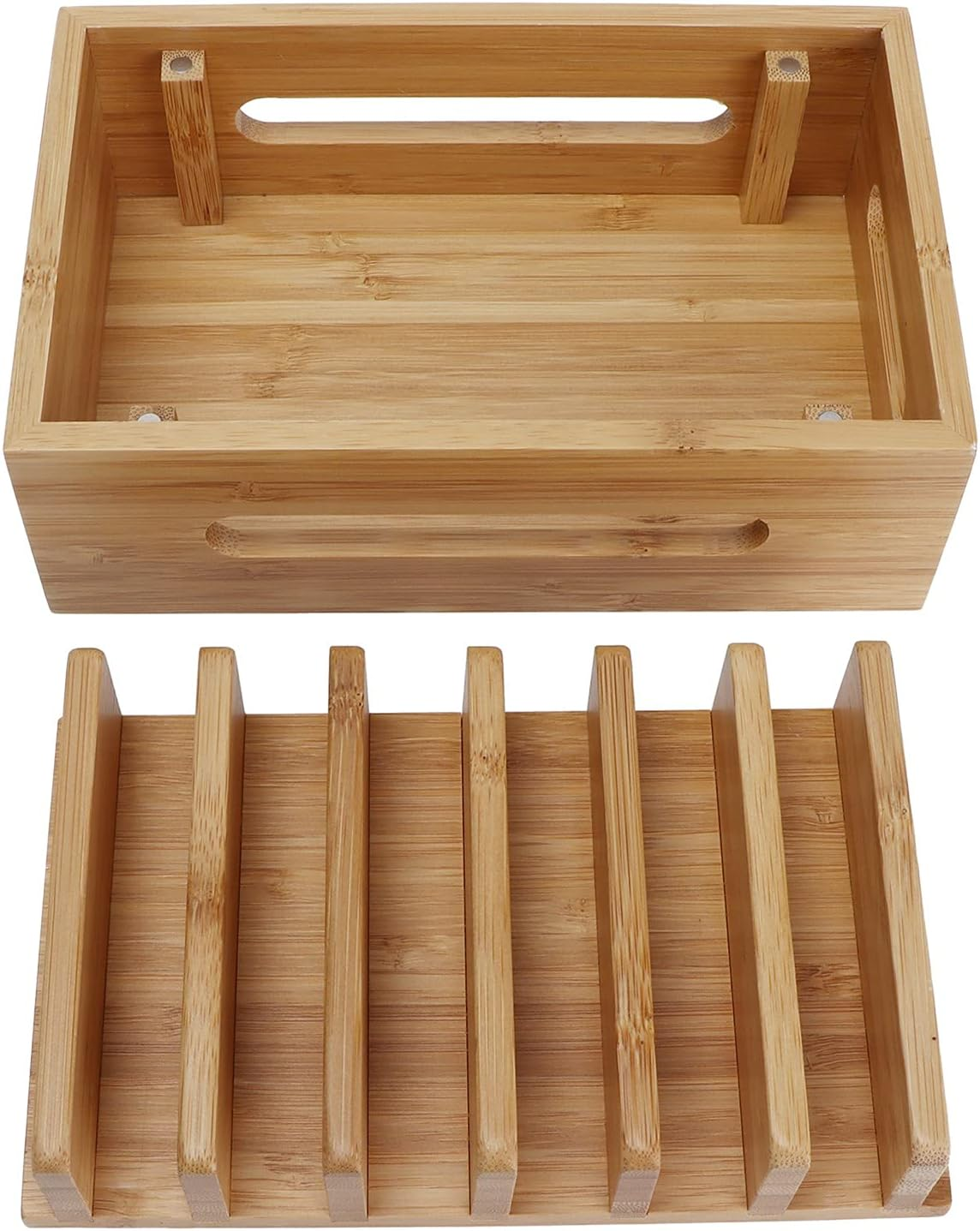 Wood Cell Phone Dock, Multi Device Desktop Dock Station, Portable Tablet Computer Organizer Storage Box, Wood Device Charging Dock for Cell Phone, Tablet Home Office image number 2