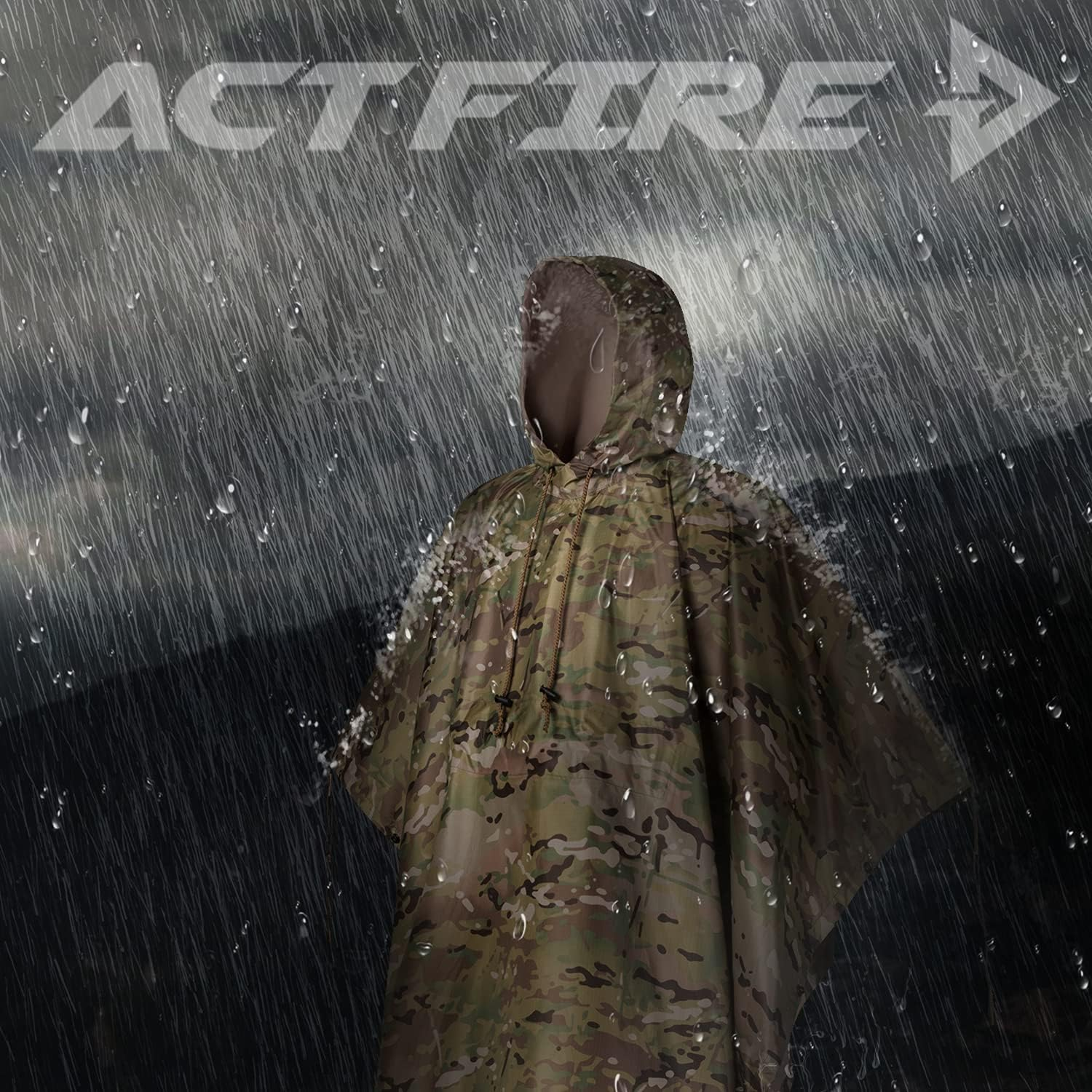 ACT FIRE Military Army Tactical Poncho W/P20000Mm Military Grade Waterproof Material