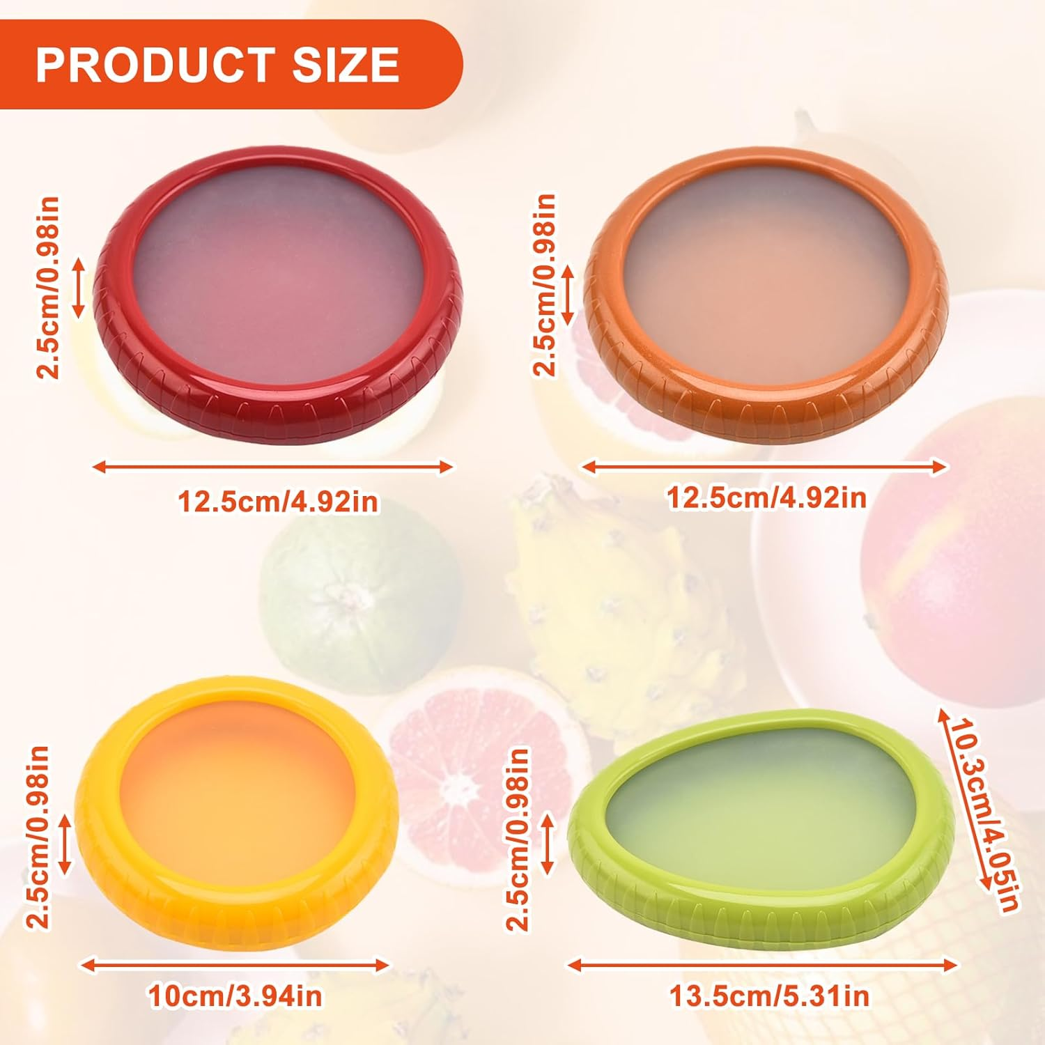 5 Pcs Silicone Fruit and Vegetable Storage Containers for Fridge, Reusable Fresh Stretch Pod Fridge Keep Fresh Stretch Storage Pod with Lid for Garlic Onions Lemons and Potatoes