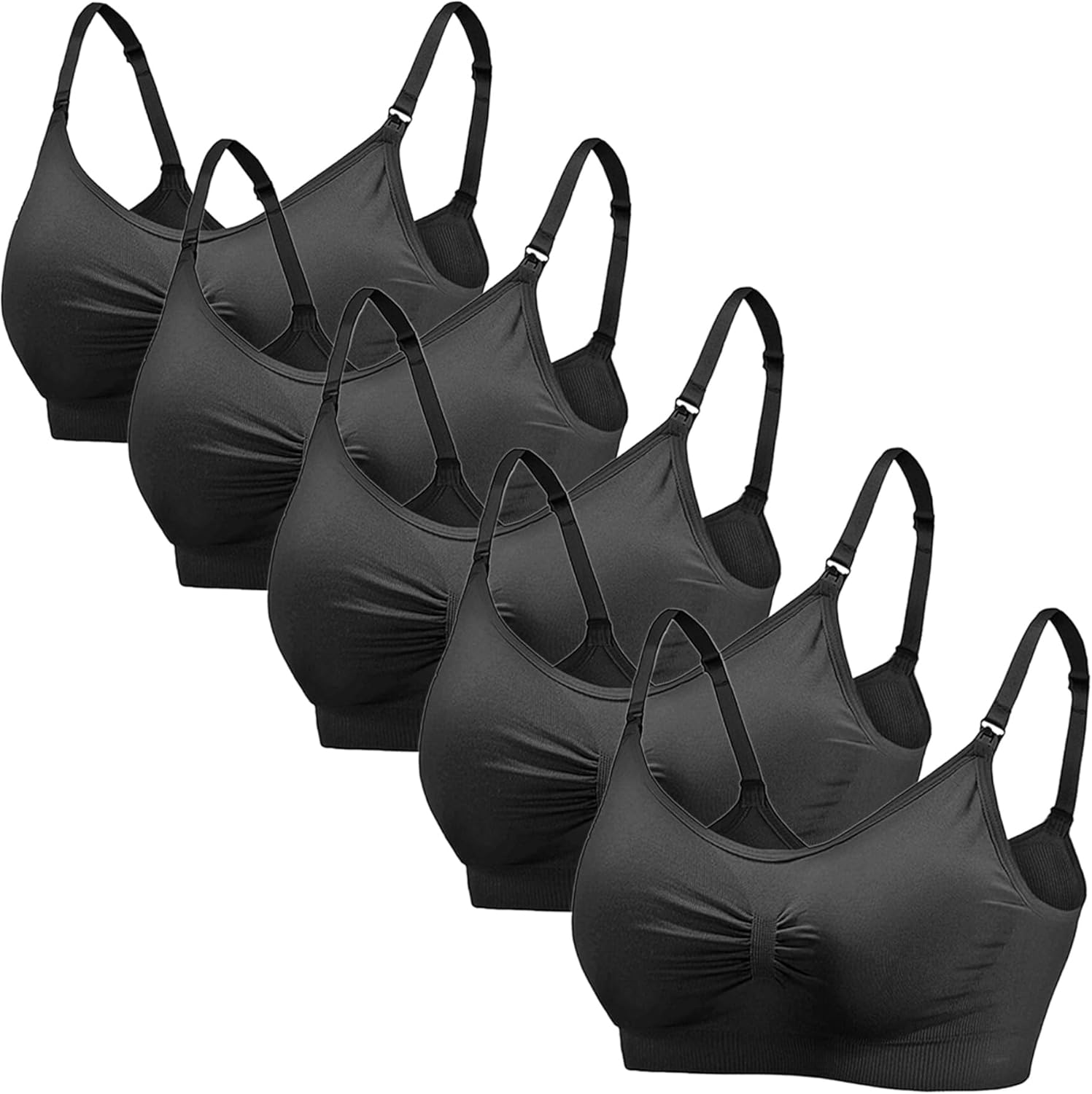 Dress Cici Nursing Bra Wirefree - Breastfeeding Clasp Mom Support, 5 PCS image number 7