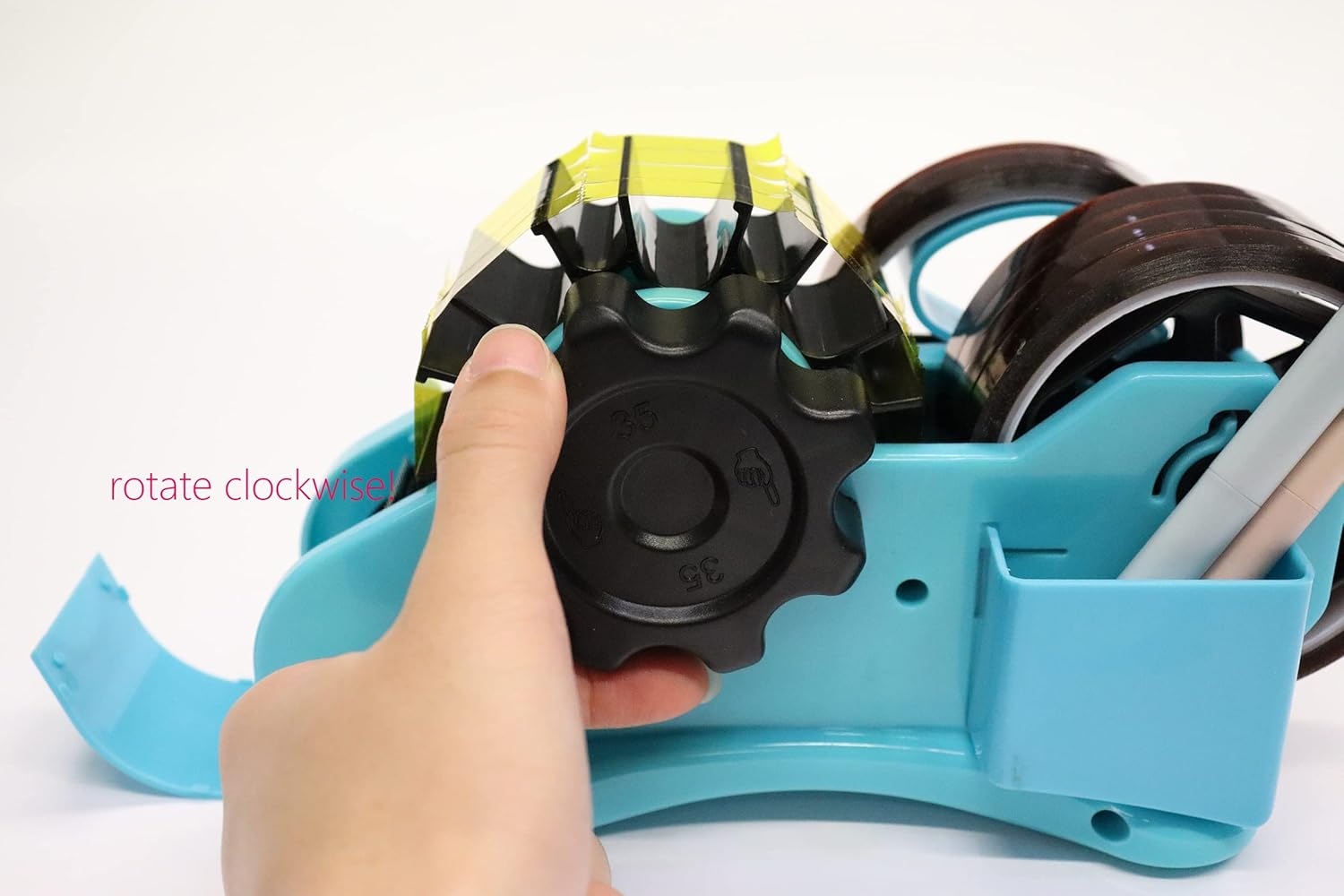 Blue Heat Tape Dispenser Sublimation - Multiple Roll Cut Heat Tape Dispenser Sublimation for Heat Transfer Tape, Semi-Automatic Tape Dispenser with Compartment Slots and 1" & 3" Double Reel Cores - Pink image number 3